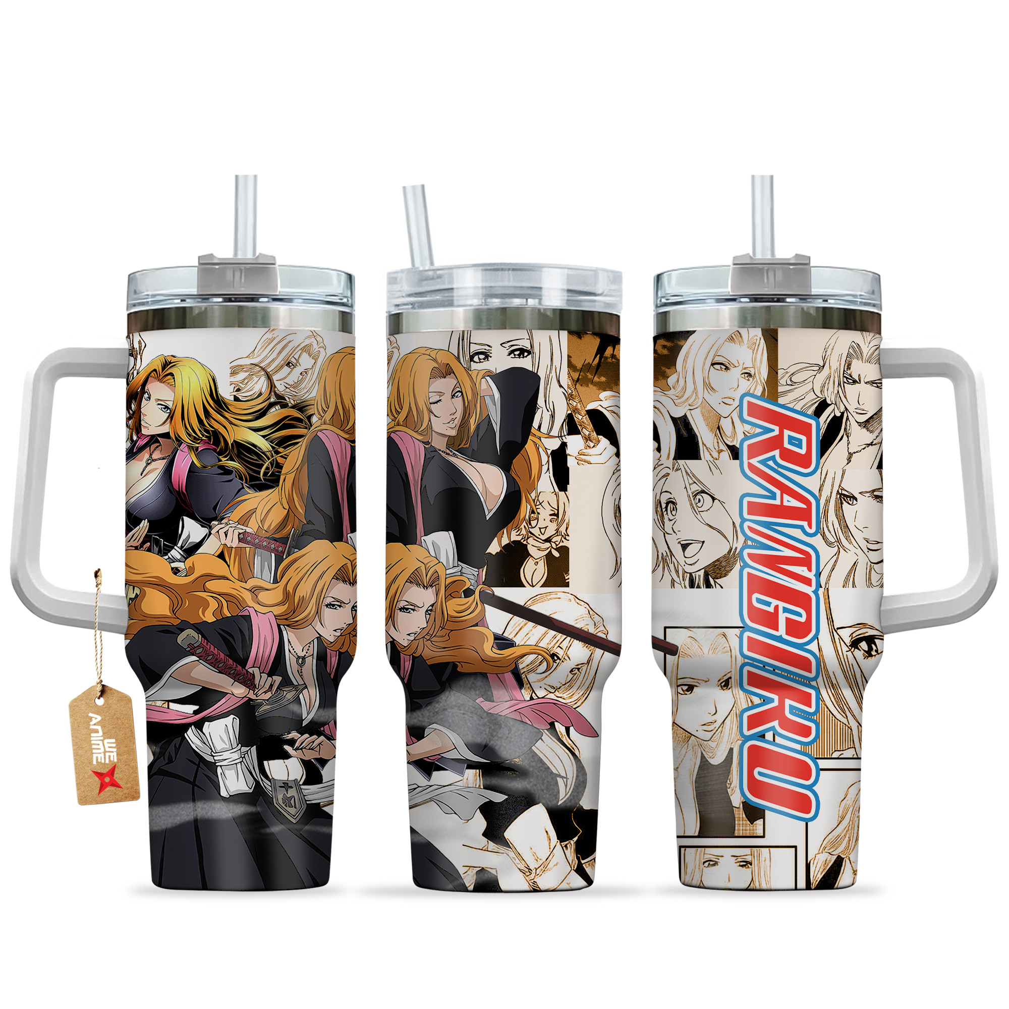 Matsumoto Rangiku 40oz Tumbler Cup With Handle Manga Art