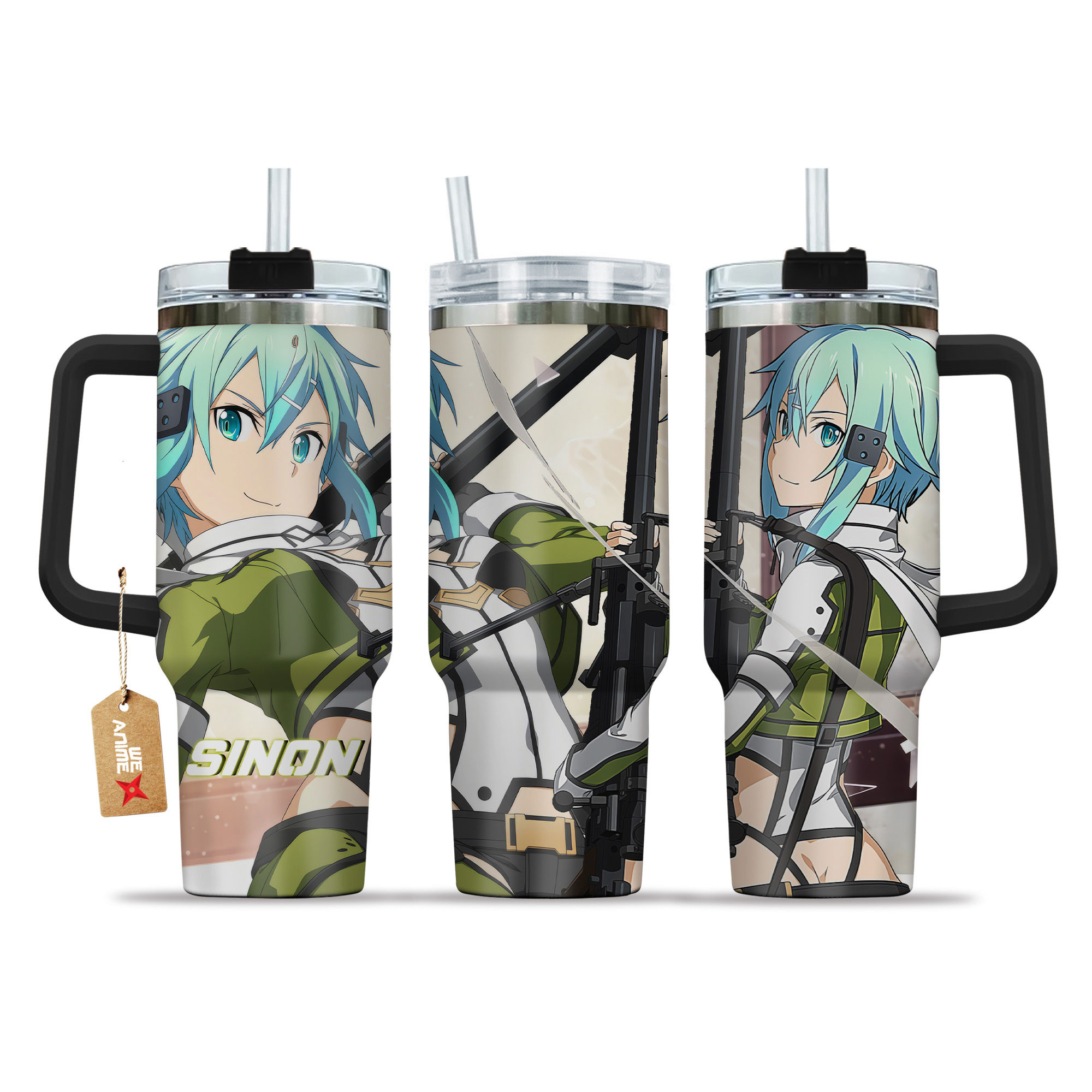 Shino Asada (Sinon) Anime 40oz Tumbler Cup With Handle Name