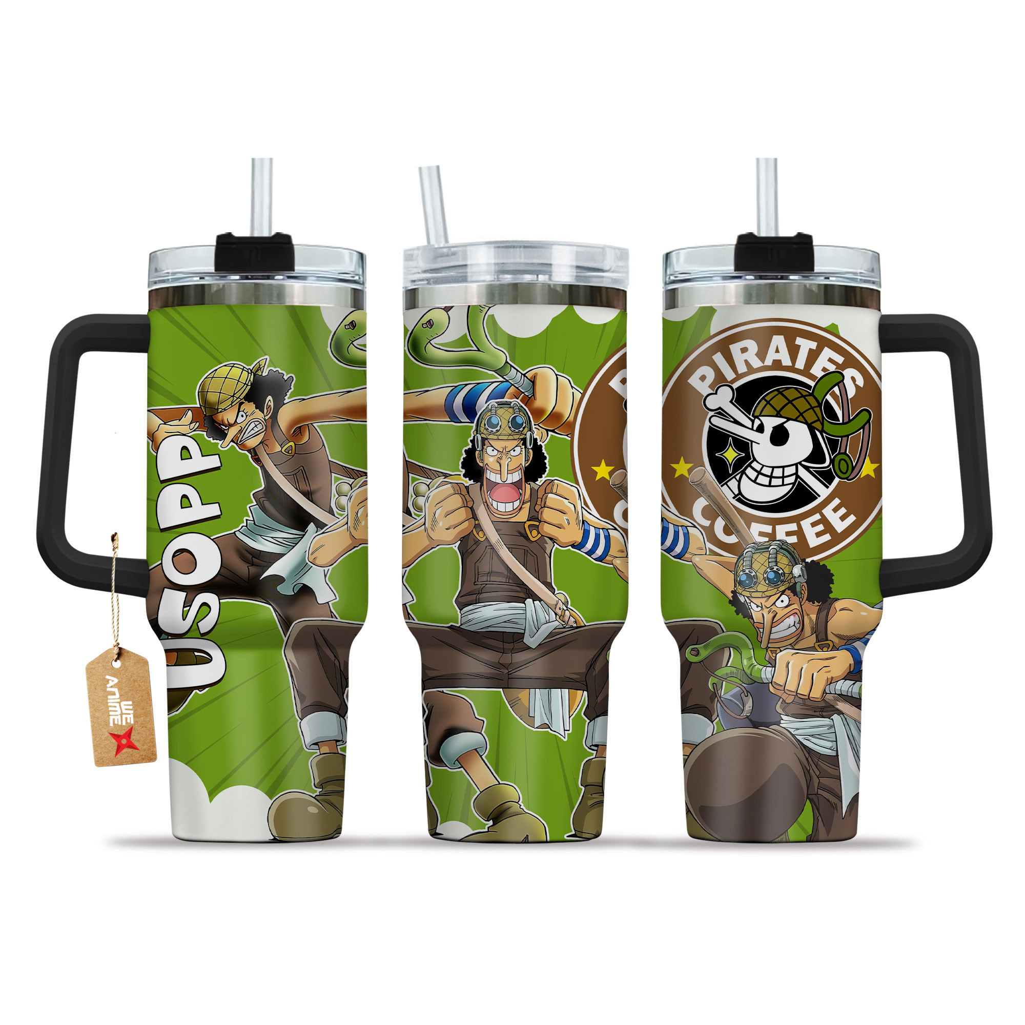 Usopp Name Coffee 40oz Tumbler Cup With Handle Anime
