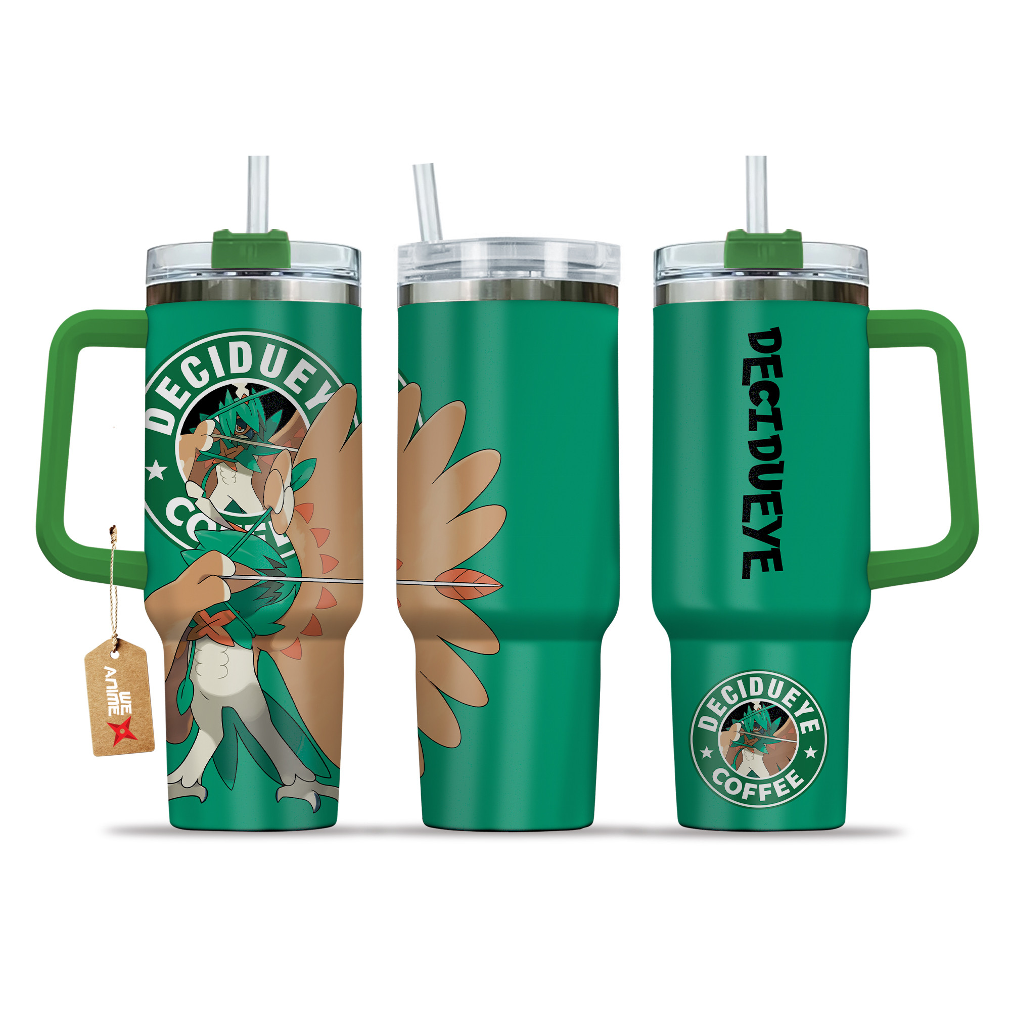 Pokemon Decidueye Coffee 40oz Tumbler Cup With Handle Anime Accessories