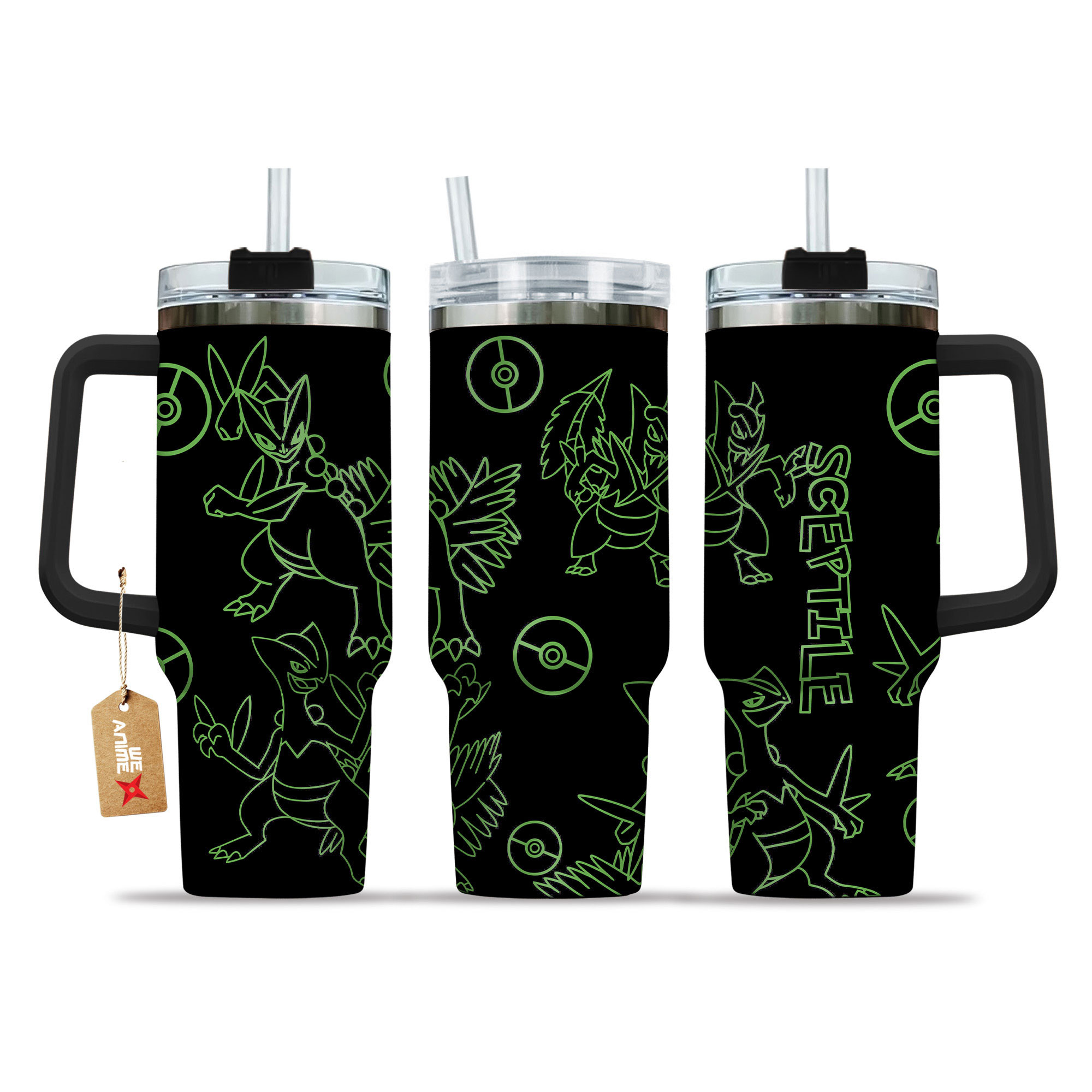 Sceptile 40oz Tumbler Cup With Handle Name
