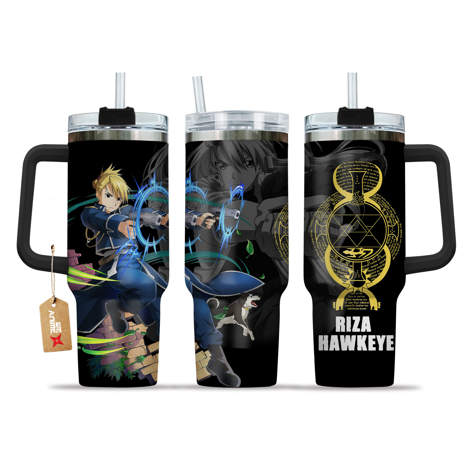 Riza Hawkeye Anime 40oz Tumbler Cup With Handle Name