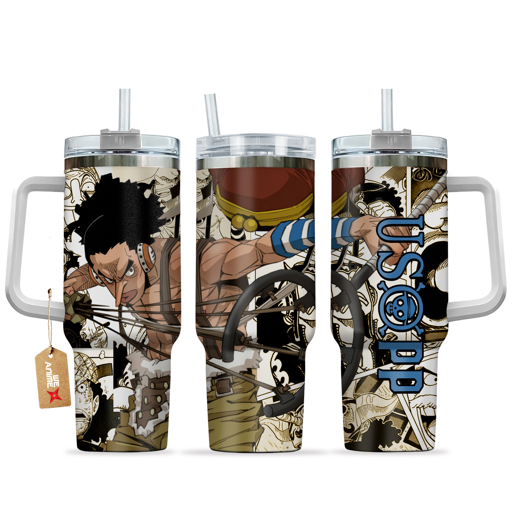 Usopp Anime 40oz Tumbler Cup With Handle Manga Art Name