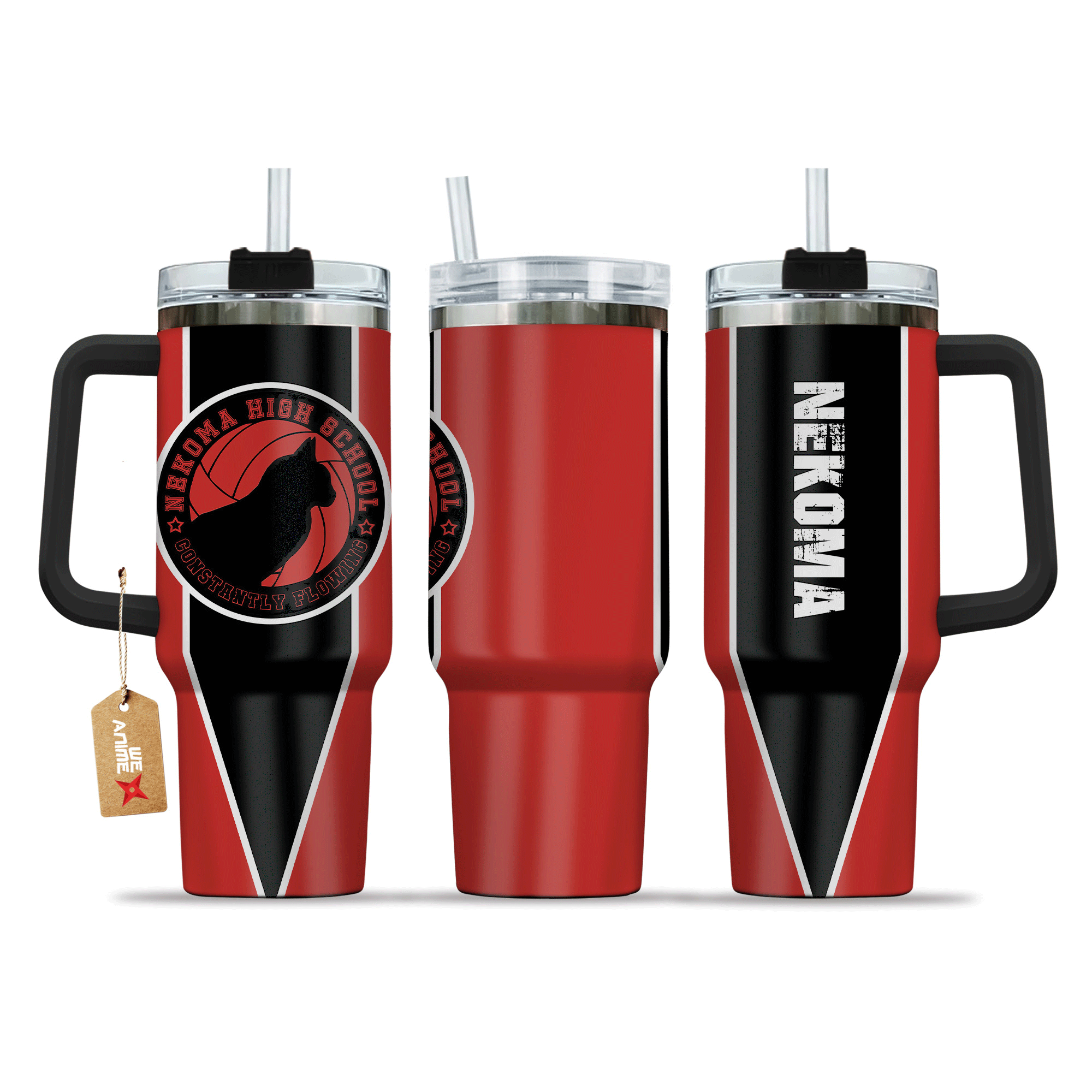 Nekoma Teams 40oz Tumbler Cup With Handle Anime Cup
