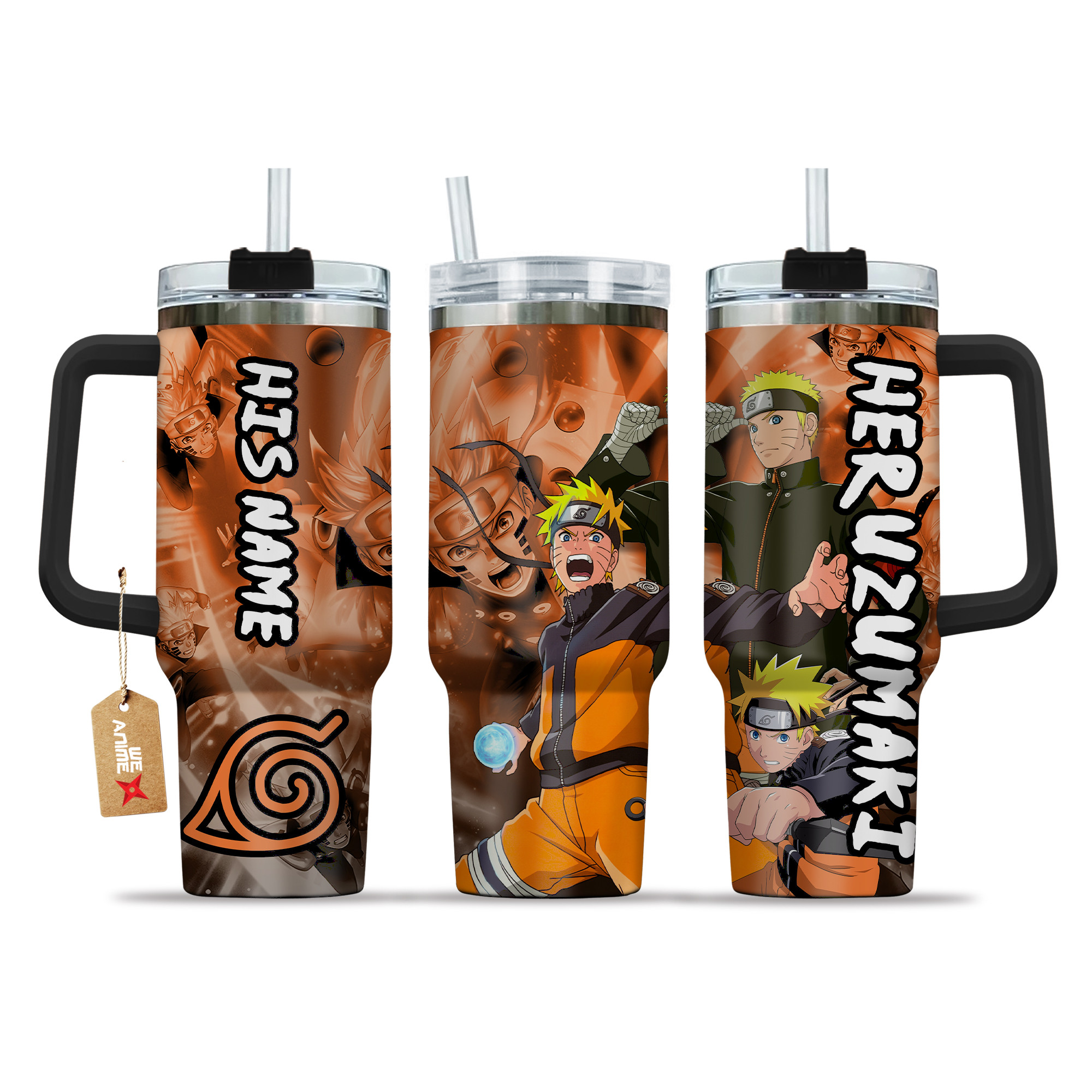 Uzumaki 40oz Travel Tumbler Handle Anime Cups