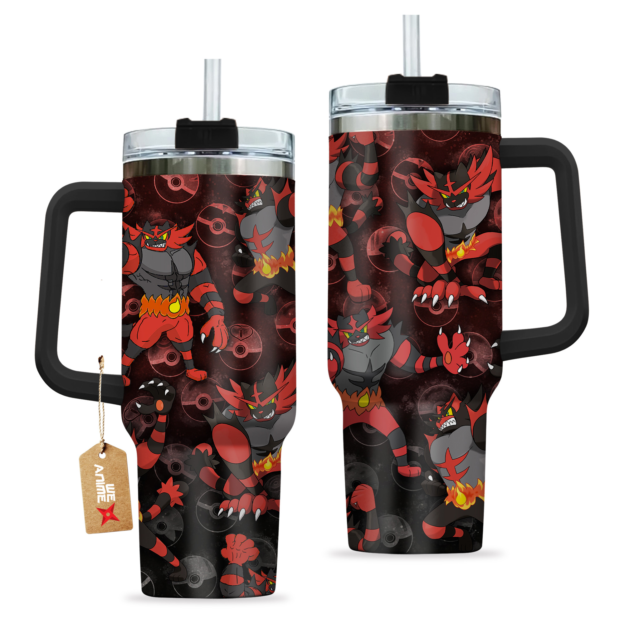 Pokemon Incineroar 40oz Tumbler Cup With Handle Anime Cup