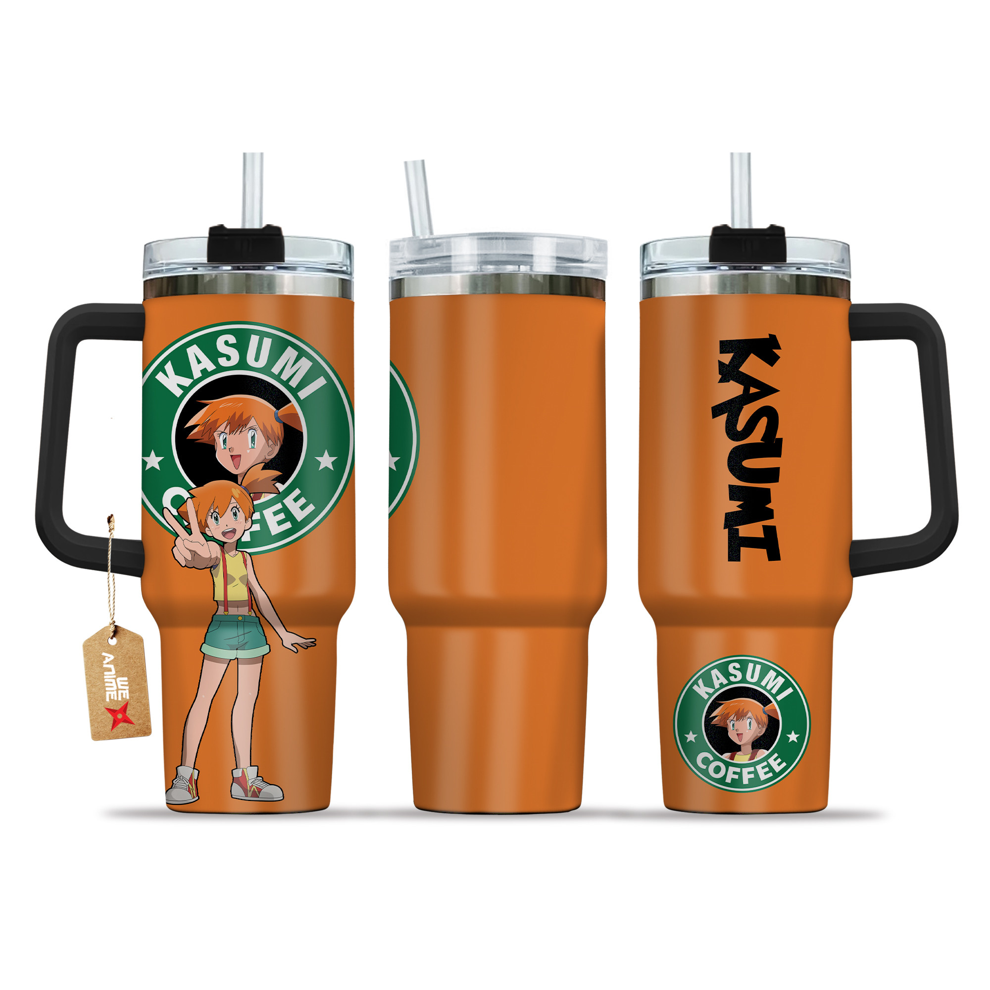 Pokemon Misty Kasumi Coffee 40oz Tumbler Cup With Handle Anime Accessories