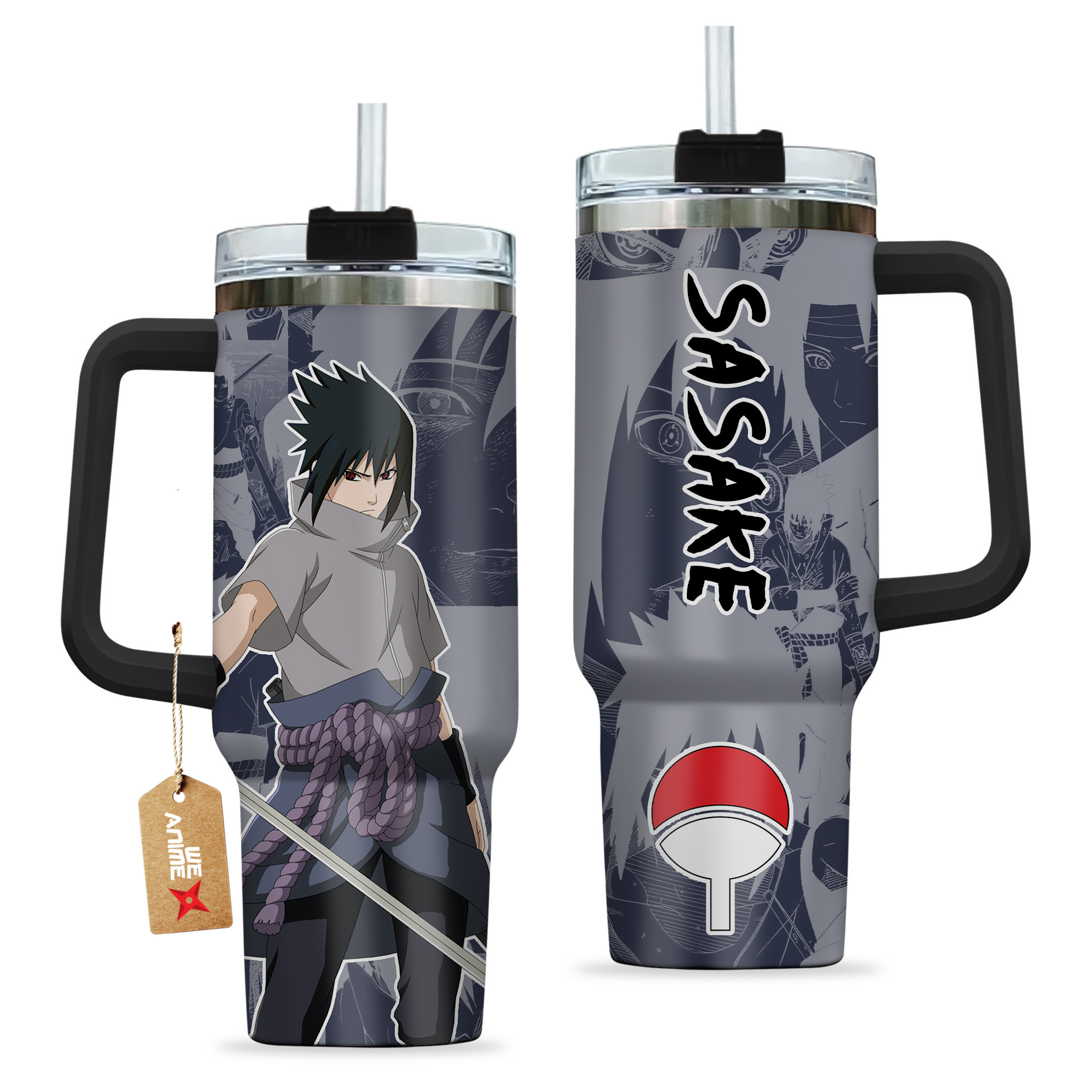 Sasuke Uchiha 40oz Tumbler Cup Handle Anime