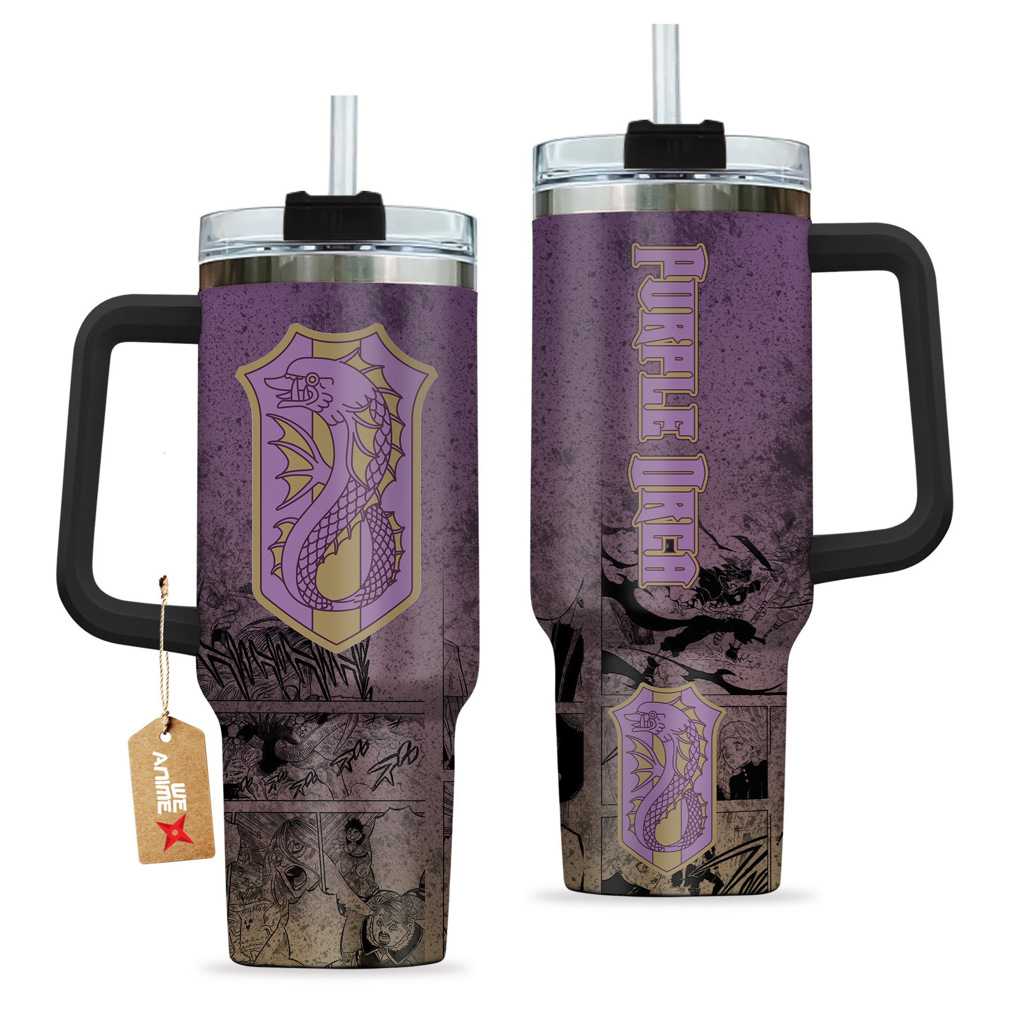Symbols Purple Orca 40oz Tumbler Cup With Handle Anime