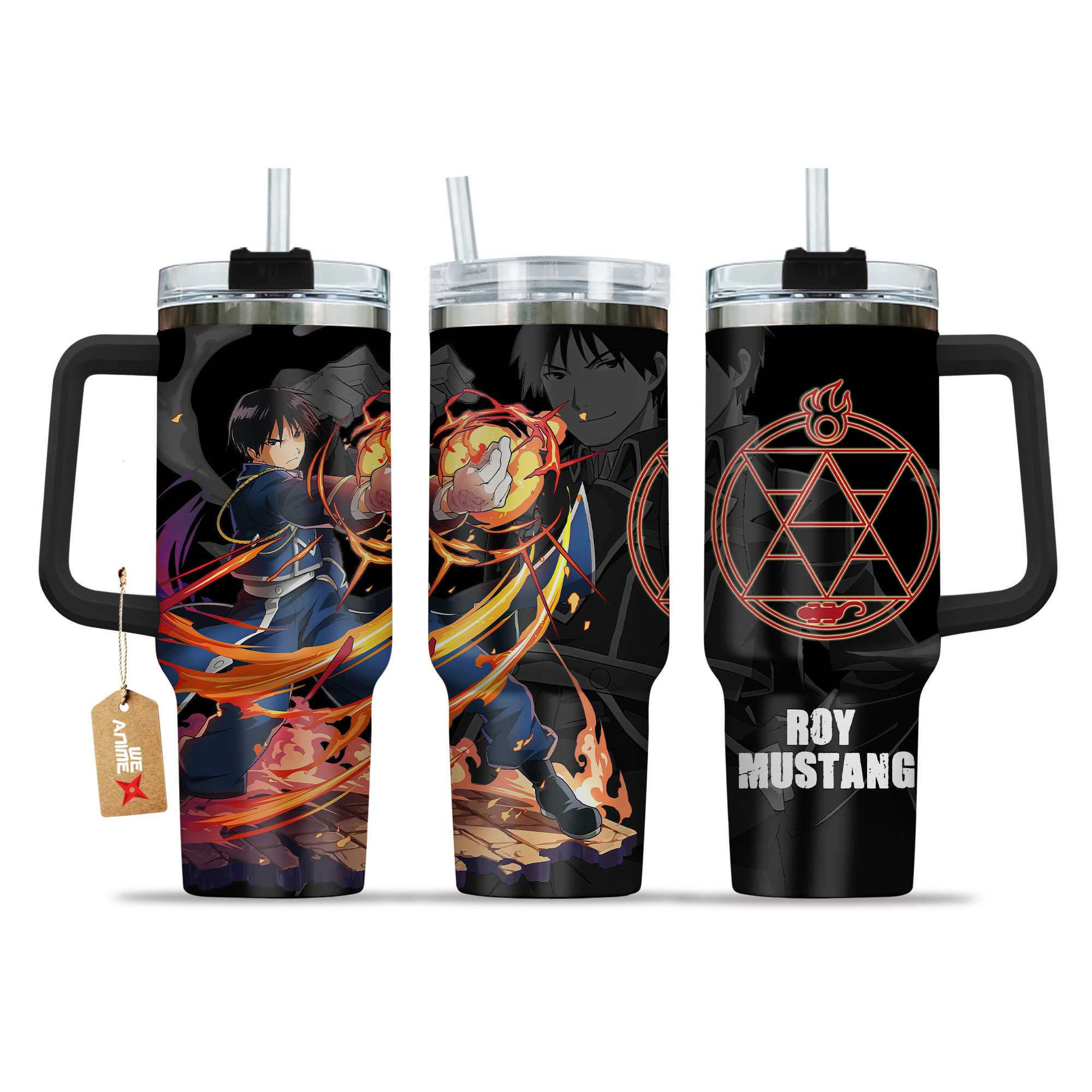 Roy Mustang Anime 40oz Tumbler Cup With Handle Name