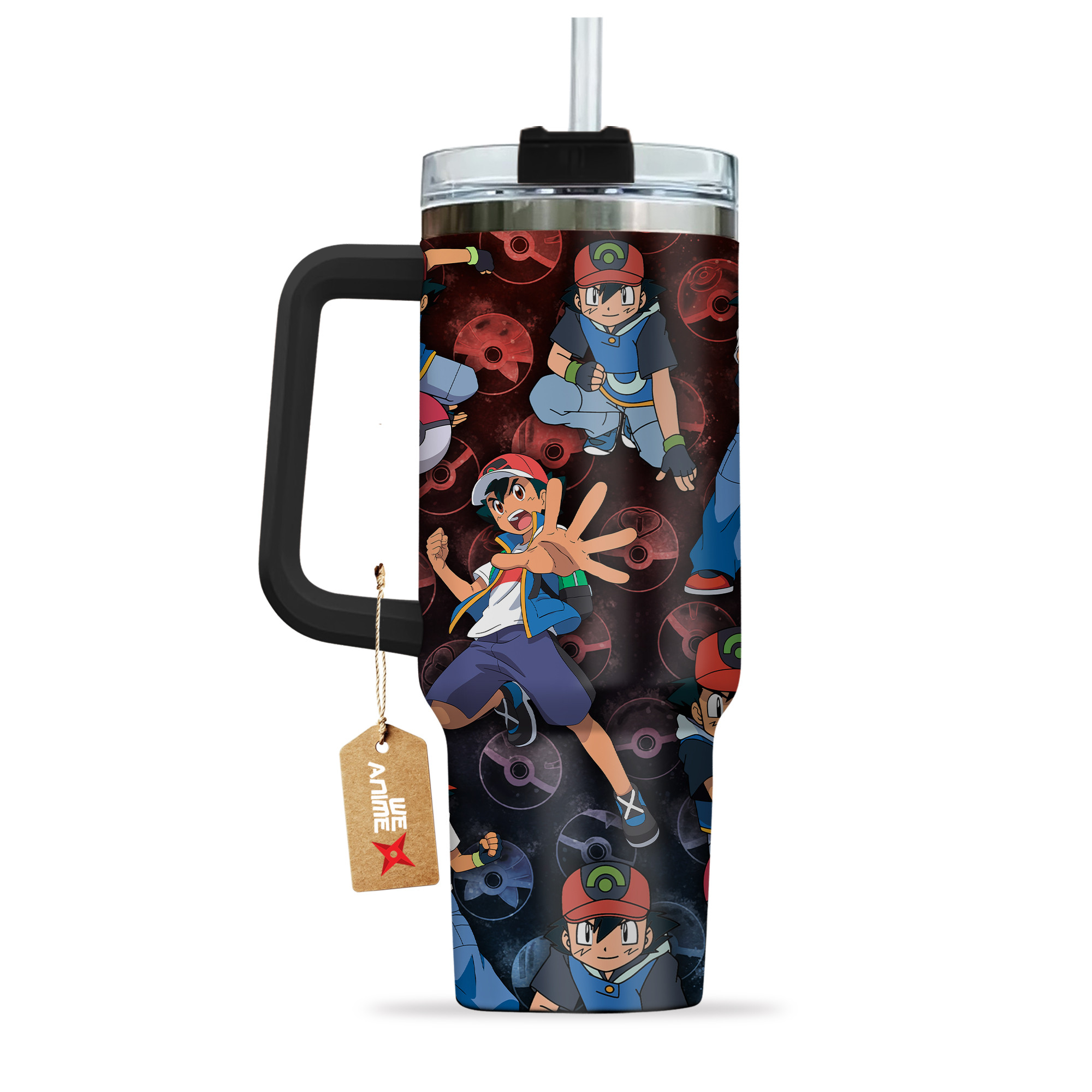 Pokemon Satoshi 40oz Tumbler Cup With Handle Anime Cup