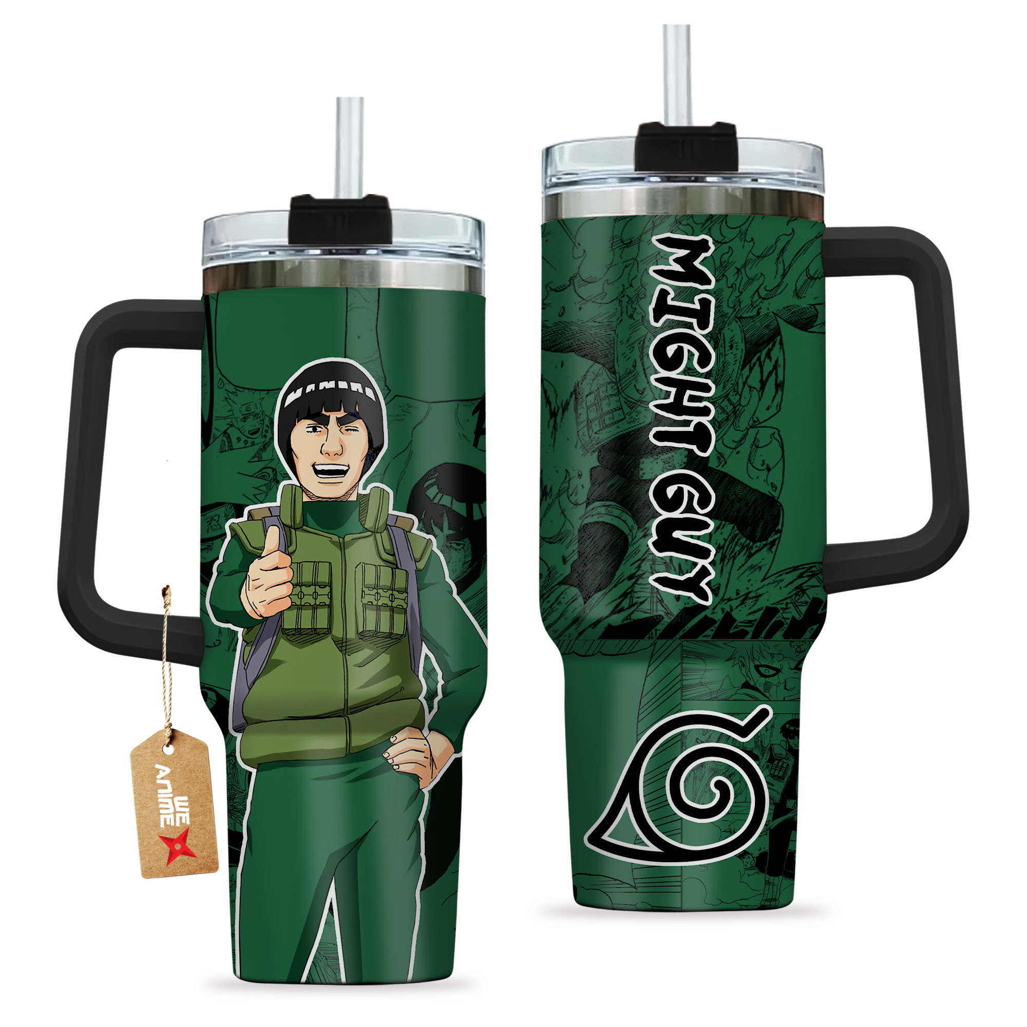 Might Guy 40oz Tumbler Cup Handle Anime