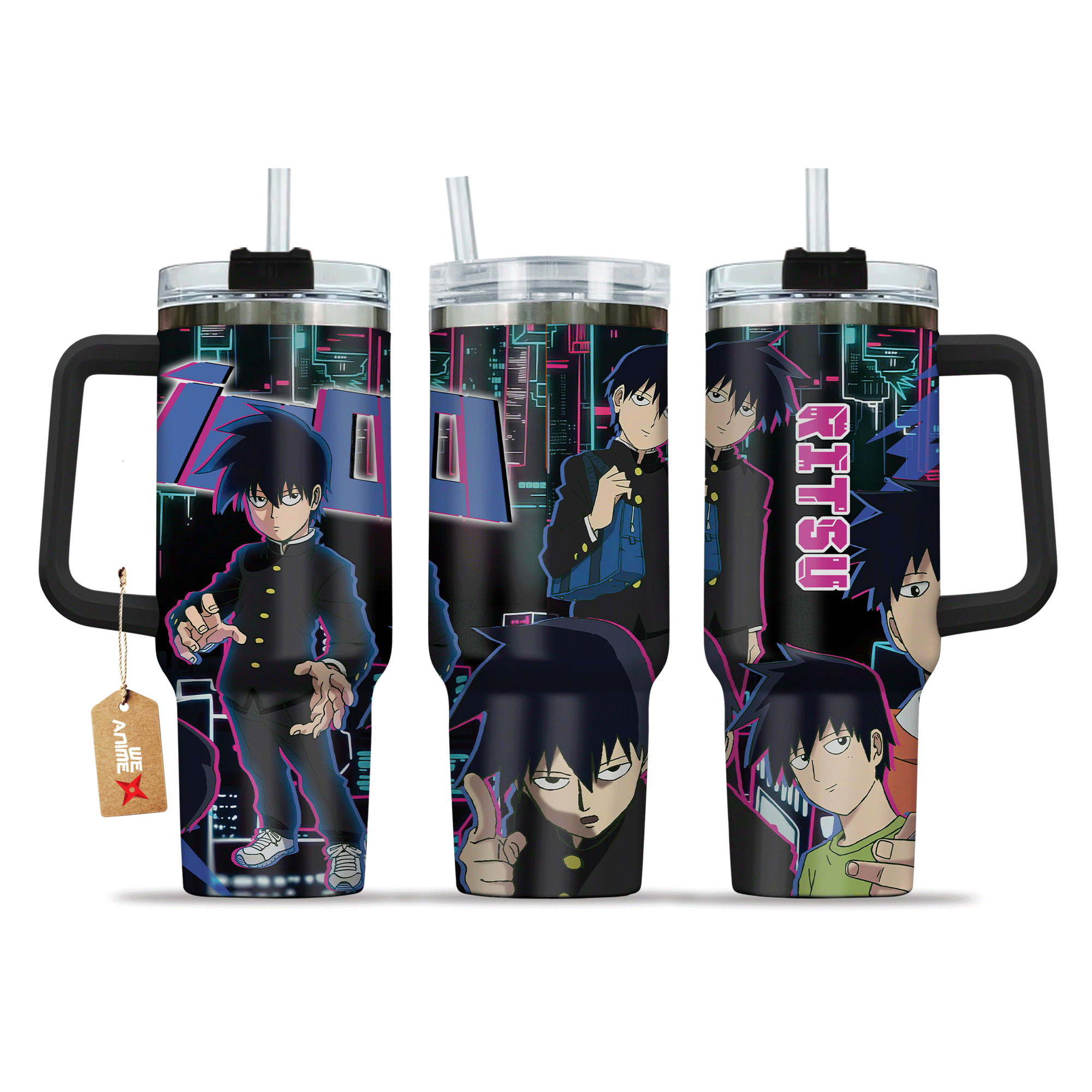 Ritsu Kageyama 40oz Tumbler Cup With Handle Anime Accessories
