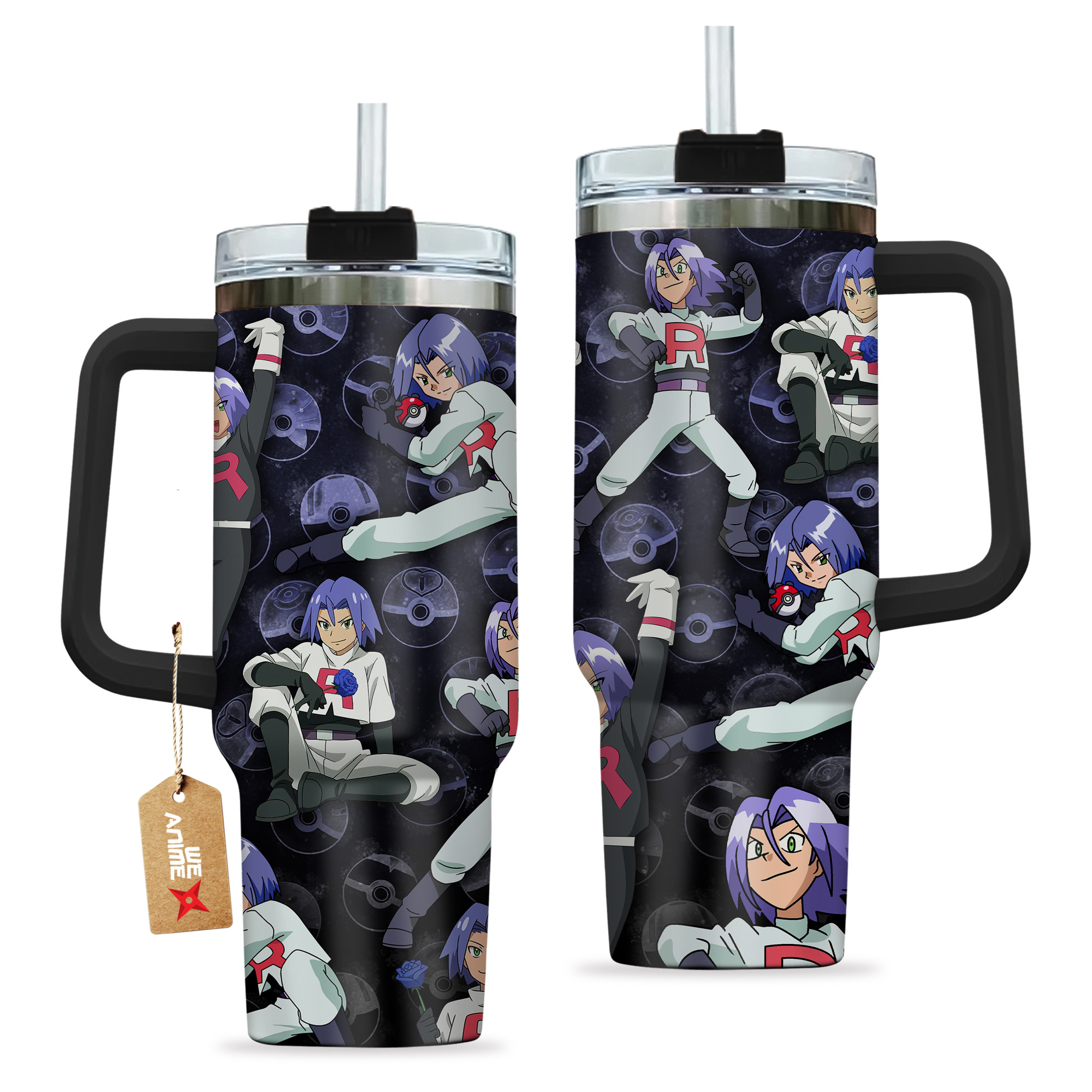 Pokemon Rocket Team James Kojiro 40oz Tumbler Cup With Handle