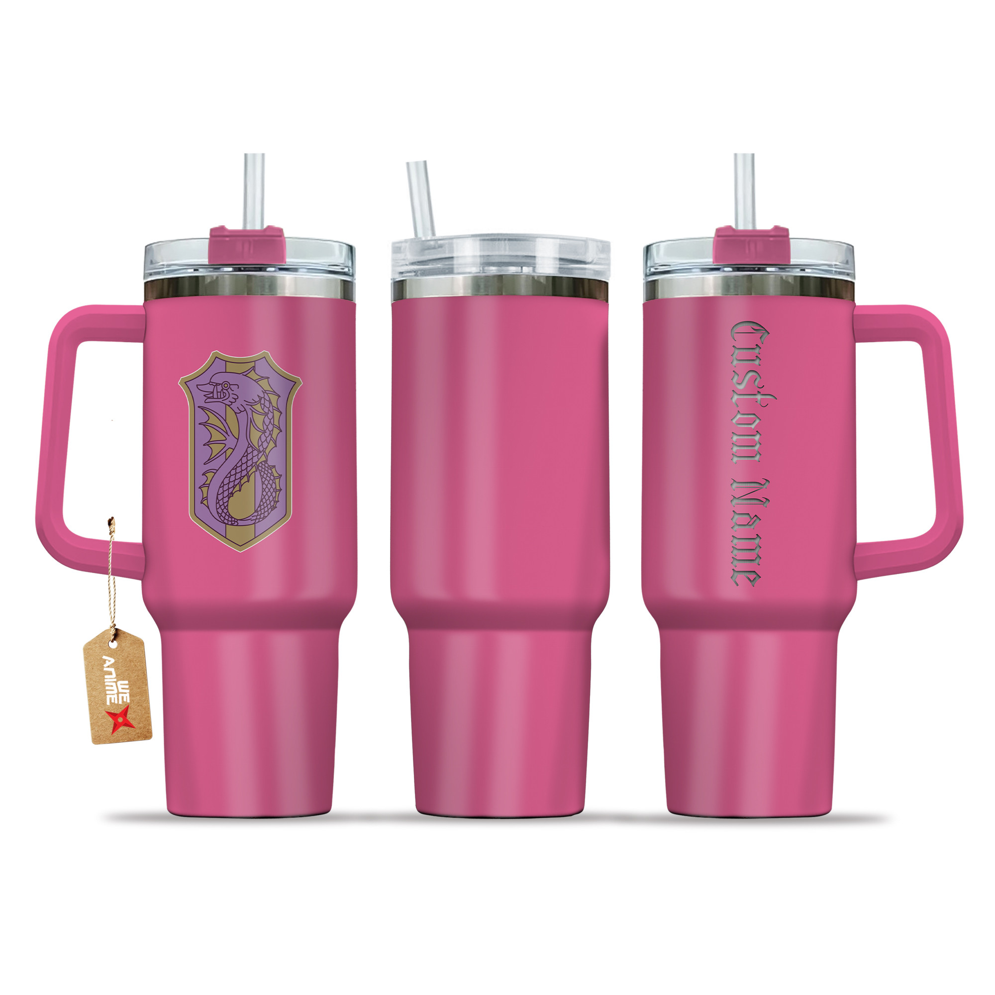 Magic Knights Purple Orca 40oz Pink Tumbler Cup Printed and Engraved
