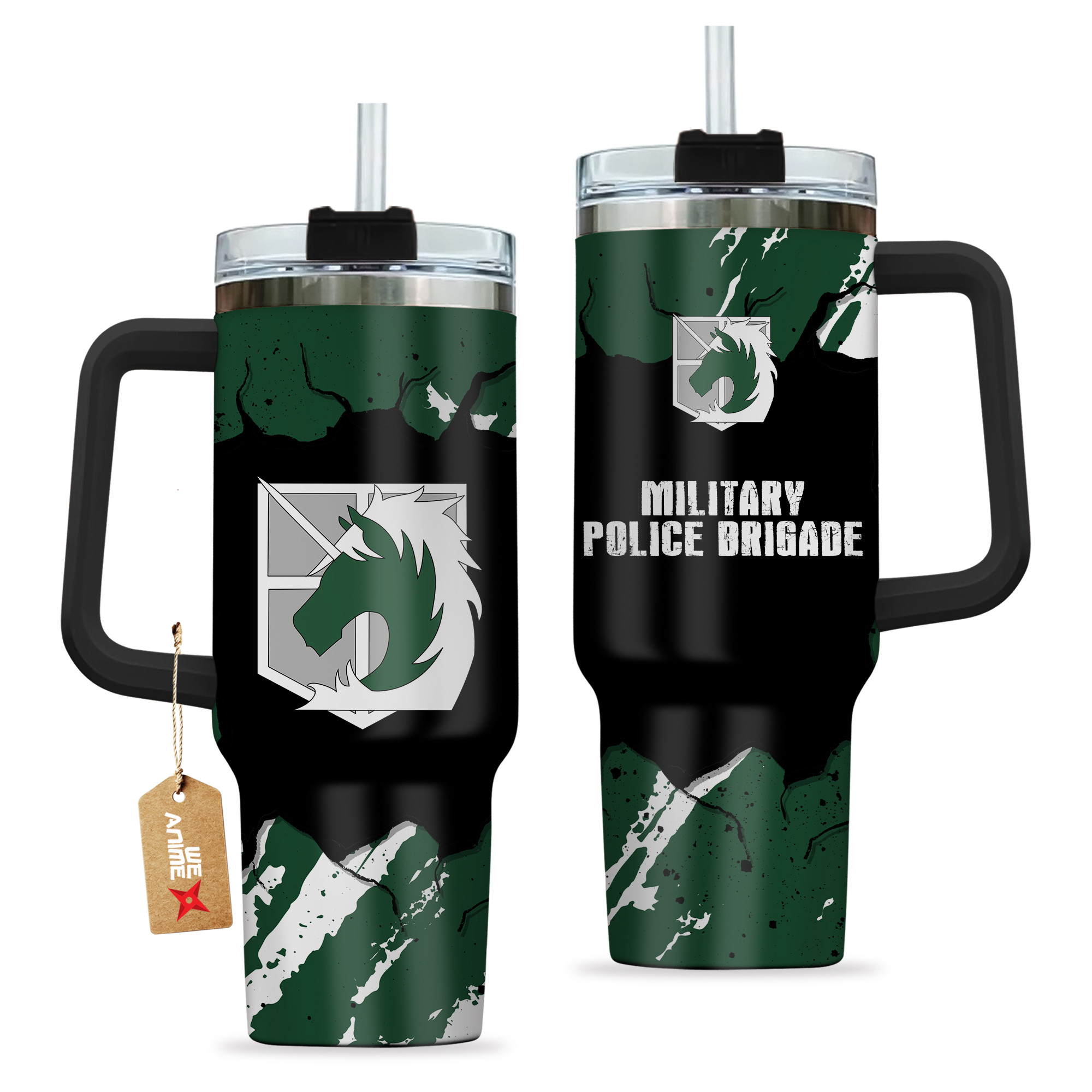 Military Police Brigade 40oz Tumbler Cup With Handle Anime Cup