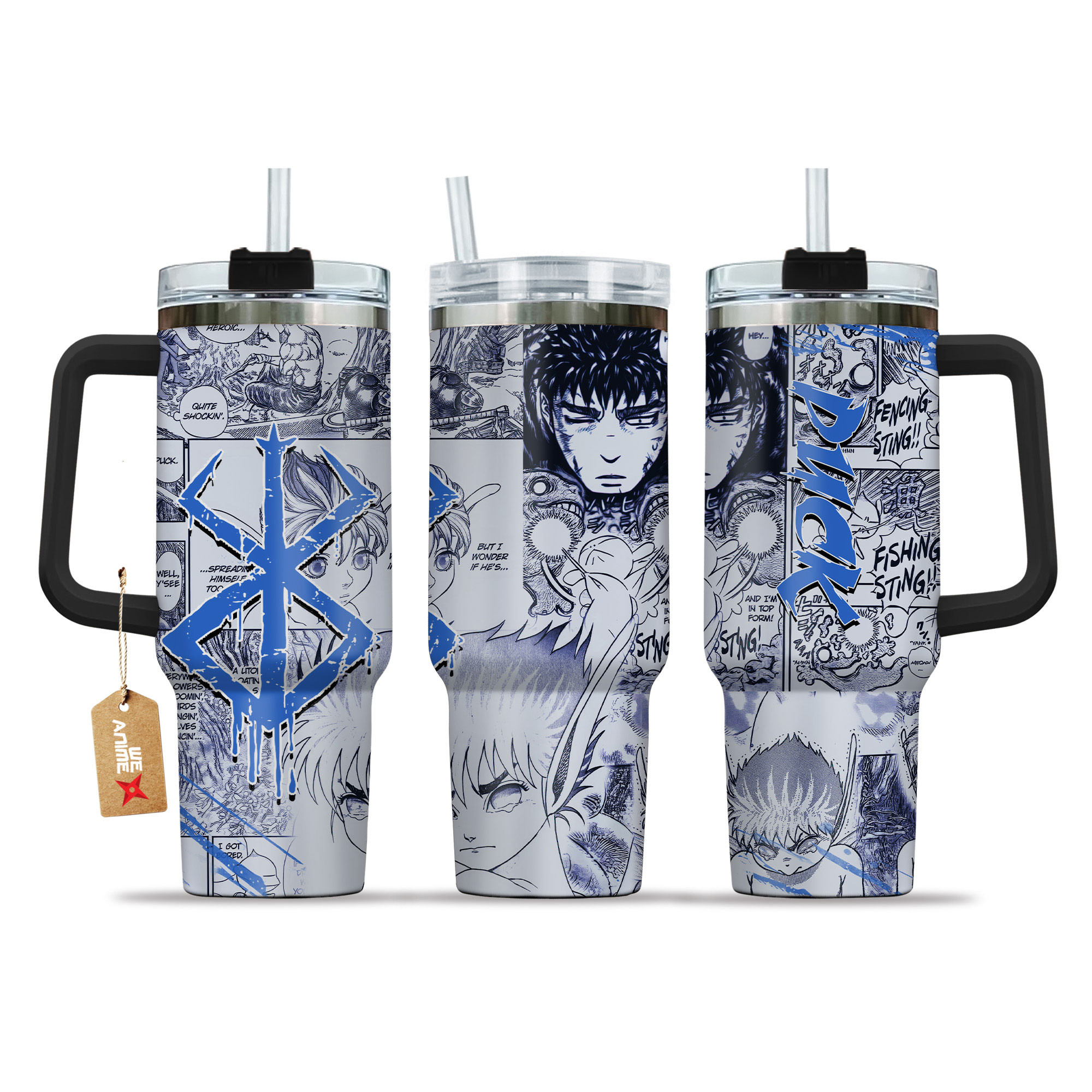 Puck Anime 40oz Tumbler Cup With Handle Name