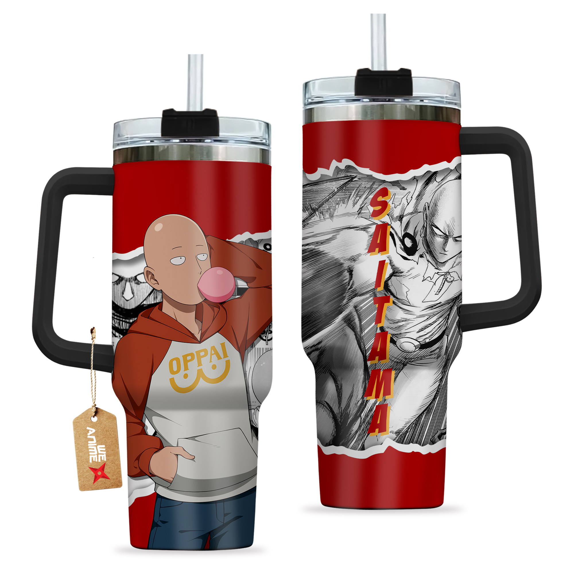 Saitama 40oz Tumbler Cup With Handle Anime Cup