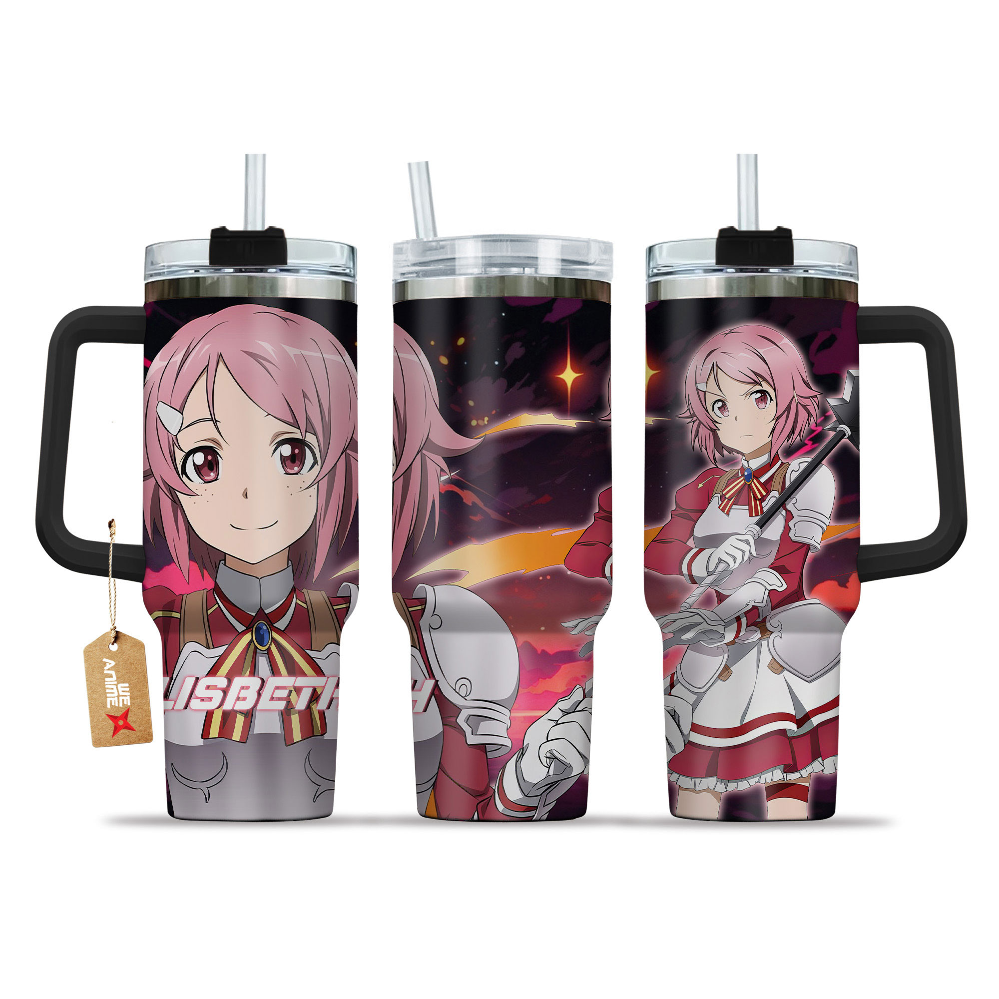 Rika Shinozaki (Lisbeth) Name Coffee 40oz Tumbler Cup With Handle Anime
