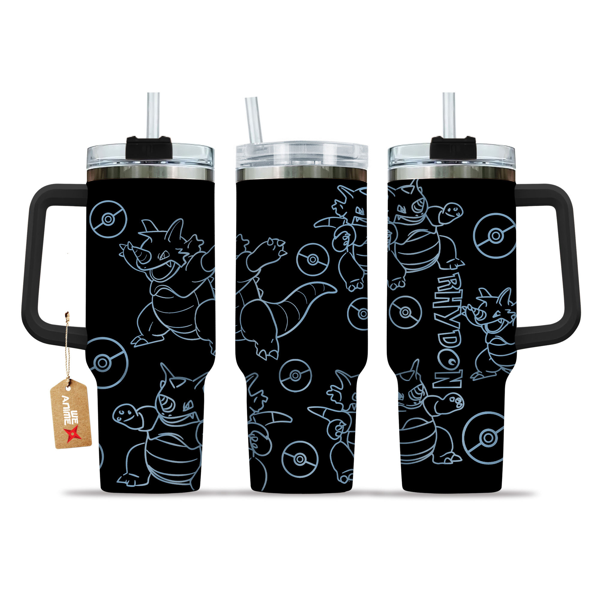 Rhydon 40oz Tumbler Cup With Handle Name
