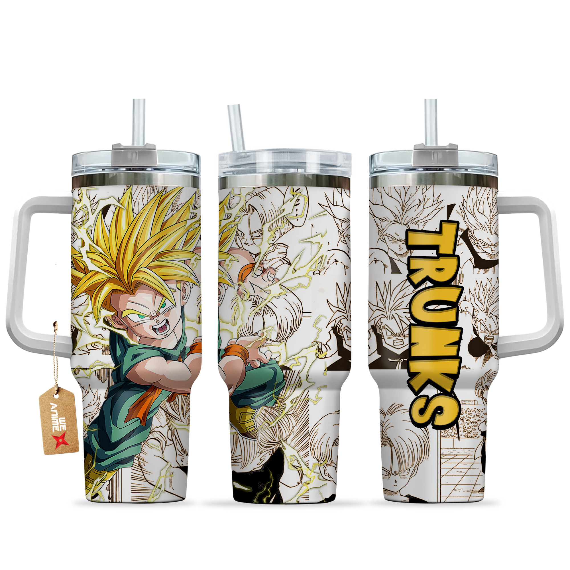 Trunks Kid Super Saiyan Anime 40oz Tumbler Cup With Handle Manga Art Name