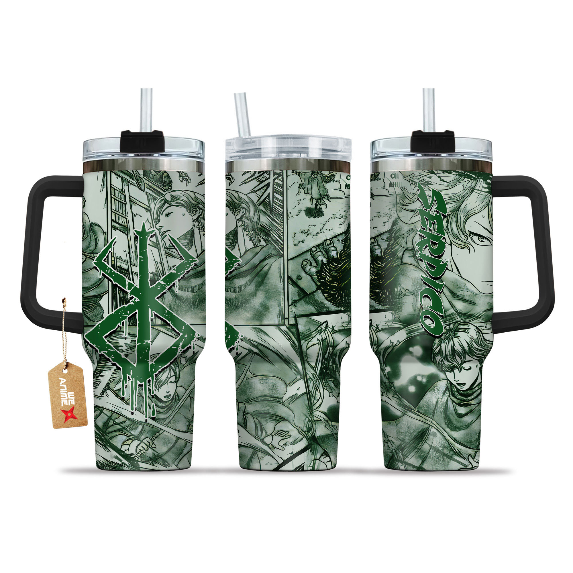 Serpico Anime 40oz Tumbler Cup With Handle Name
