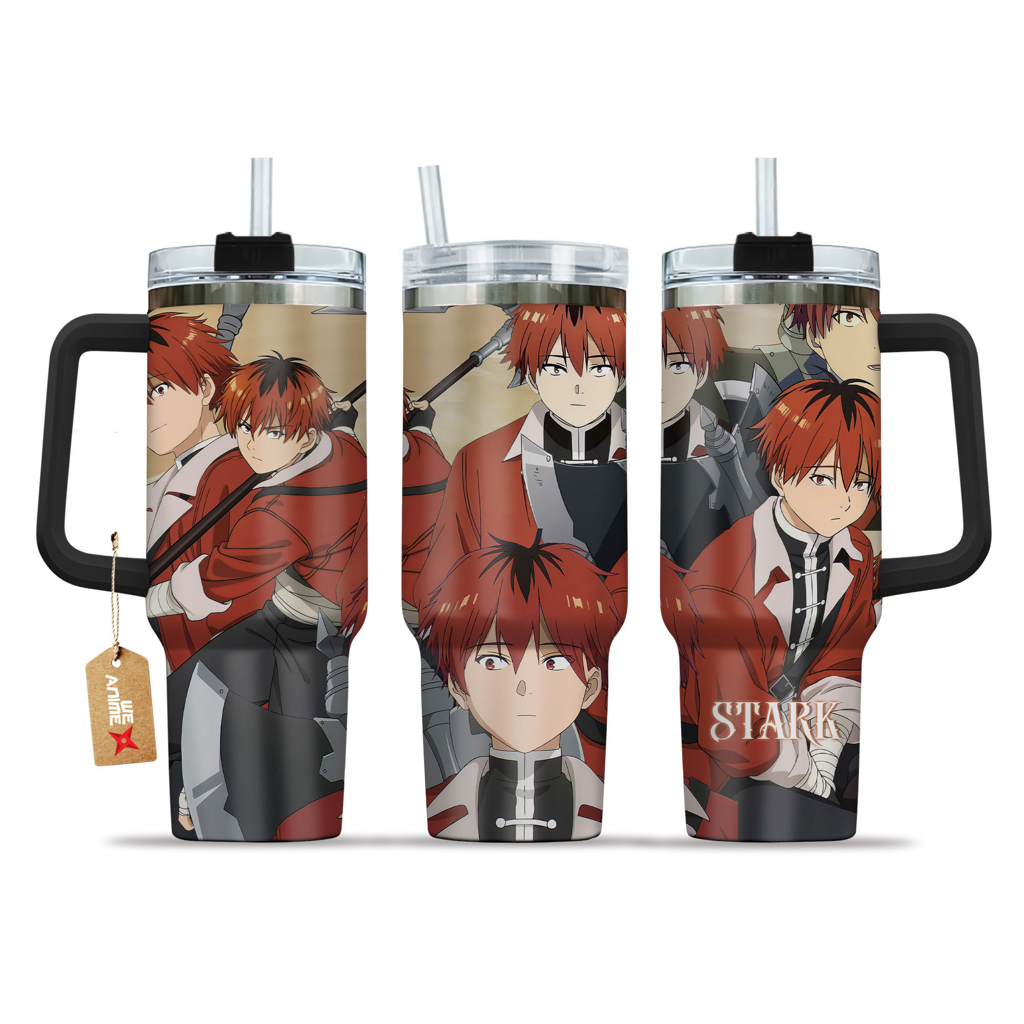 Stark Anime 40oz Tumbler Cup With Handle Name