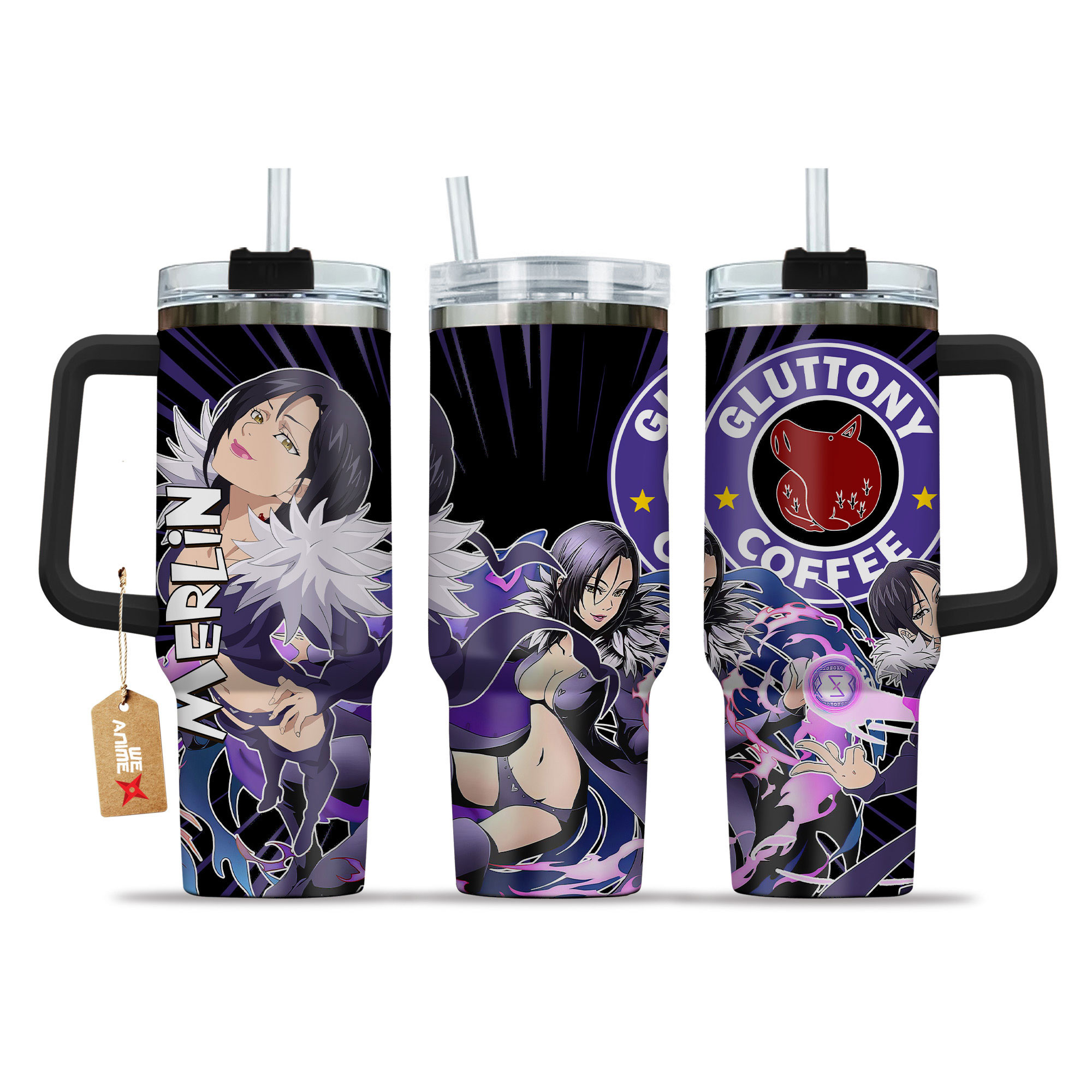 Merlin Coffee 40oz Tumbler Cup With Handle