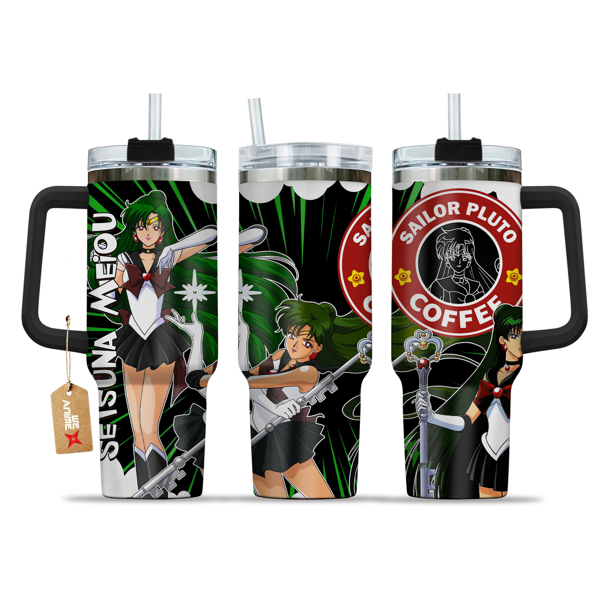 Setsuna Meiou Coffee 40oz Tumbler Cup With Handle