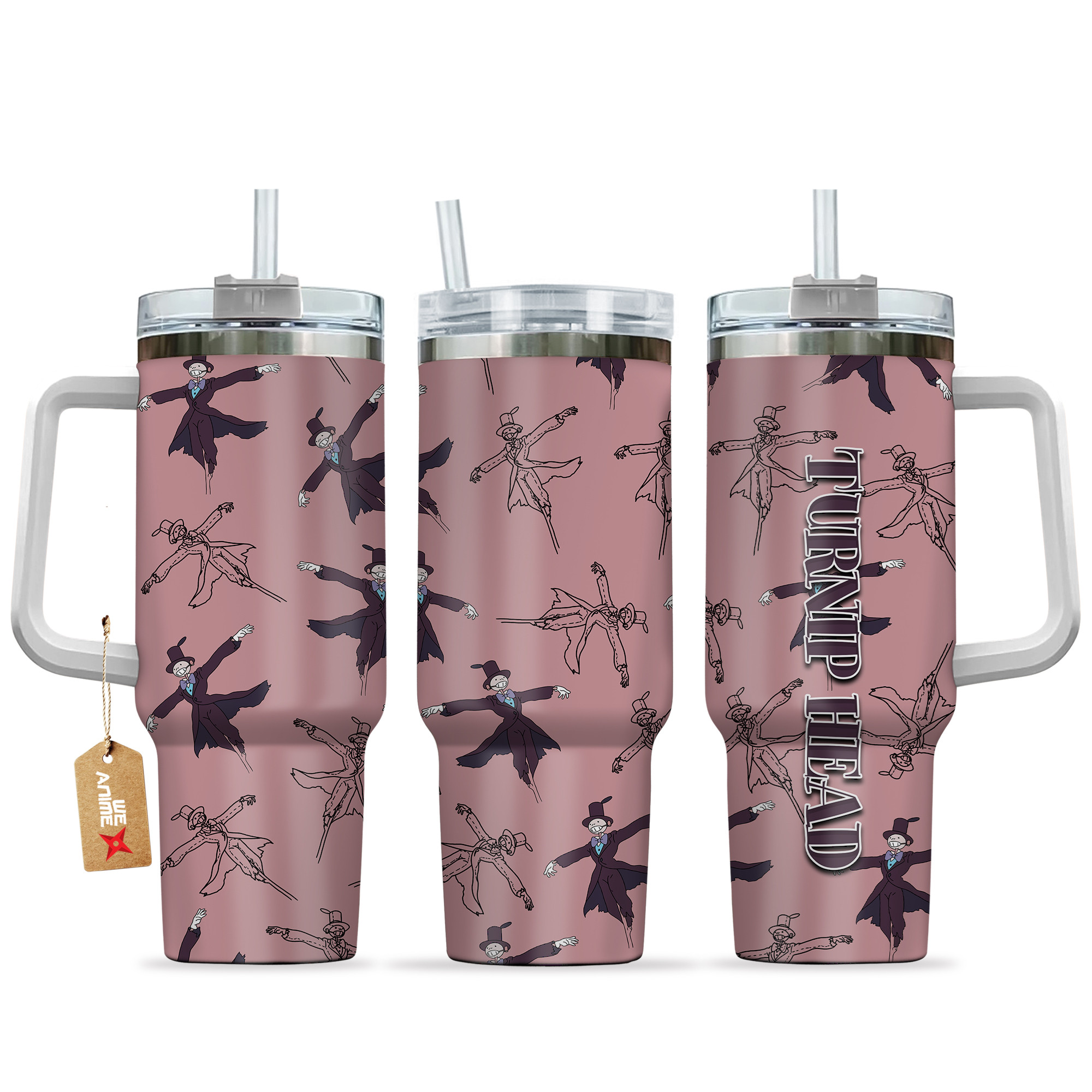 Turnip Head 40oz Tumbler Cup With Handle Cute Pattern