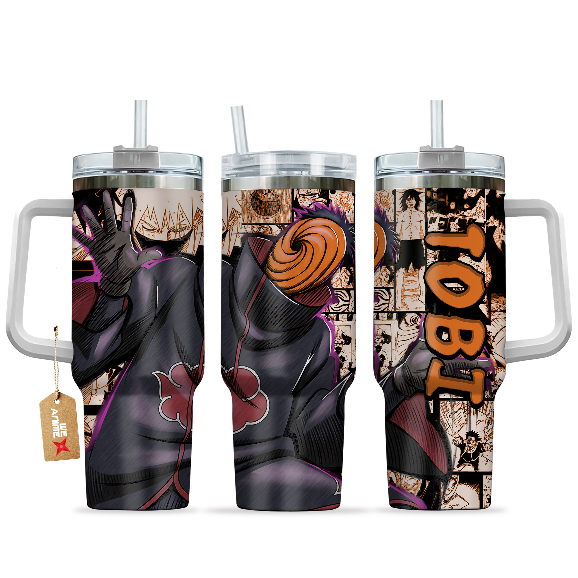 Tobi Anime 40oz Tumbler Cup With Handle Manga Art Name