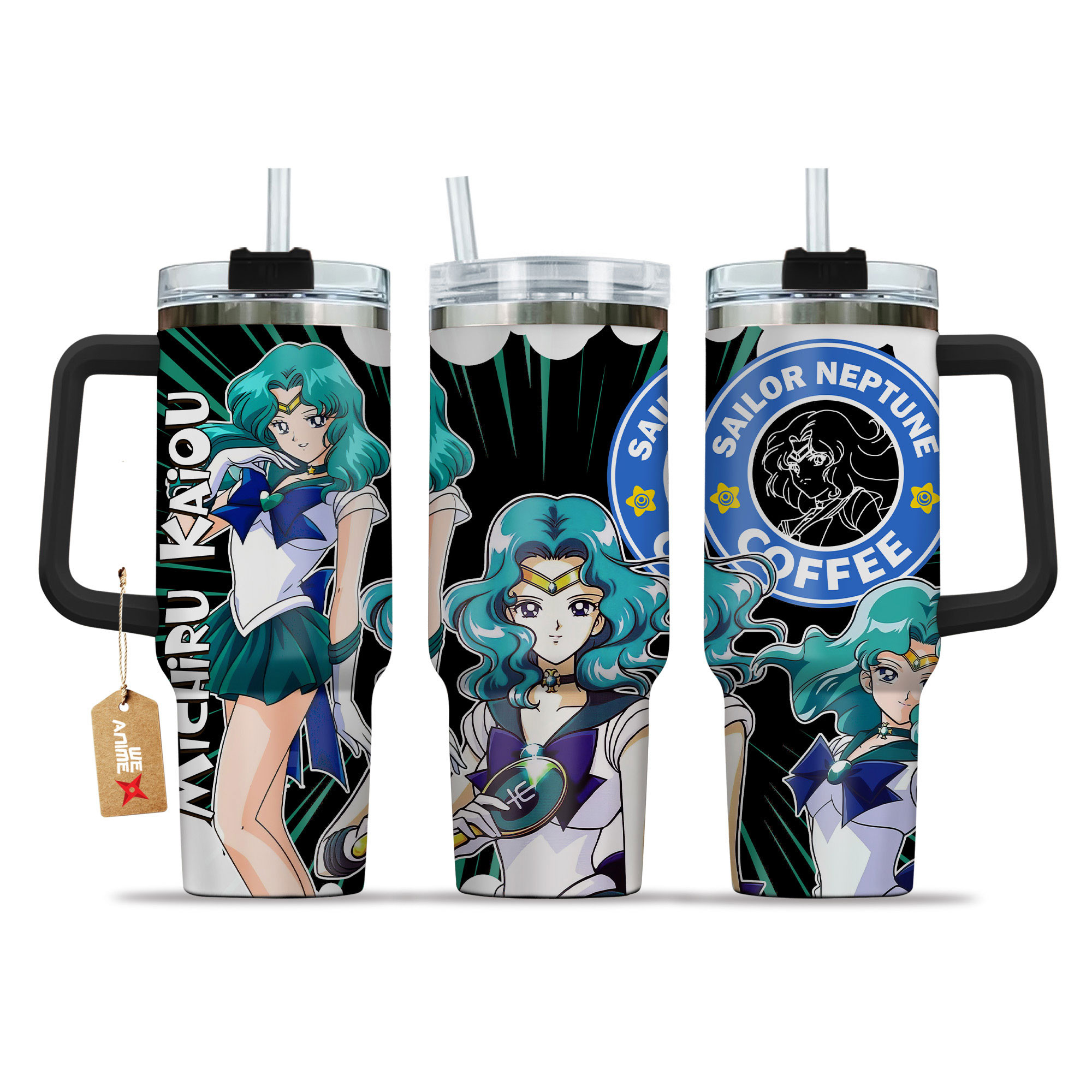 Michiru Kaiou Coffee 40oz Tumbler Cup With Handle