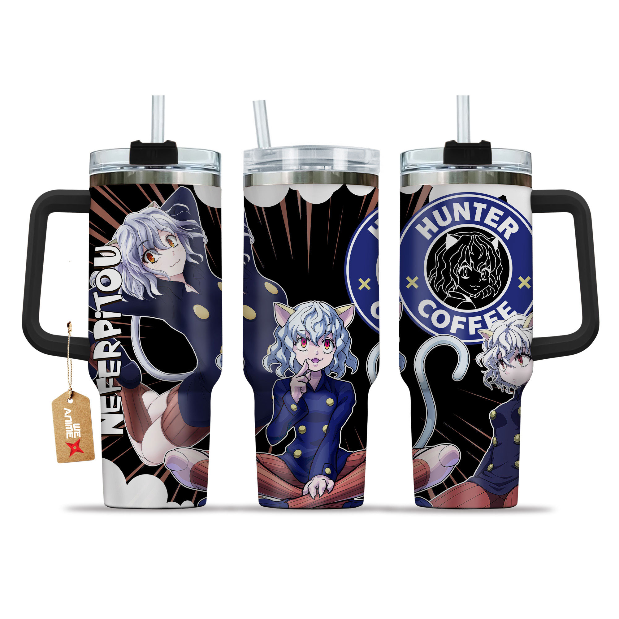Neferpitou Coffee 40oz Tumbler Cup With Handle