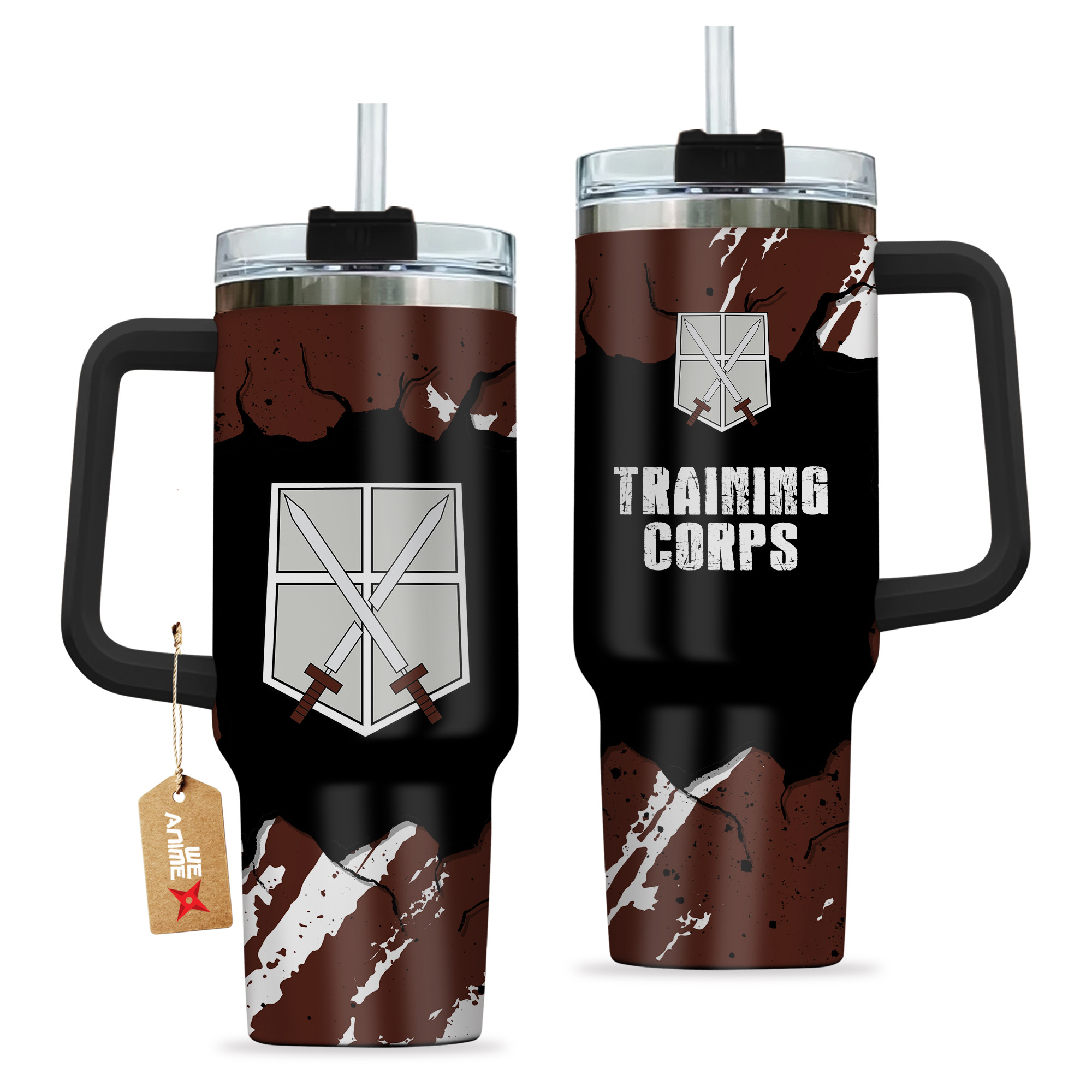 Training Corps 40oz Tumbler Cup With Handle Anime Cup