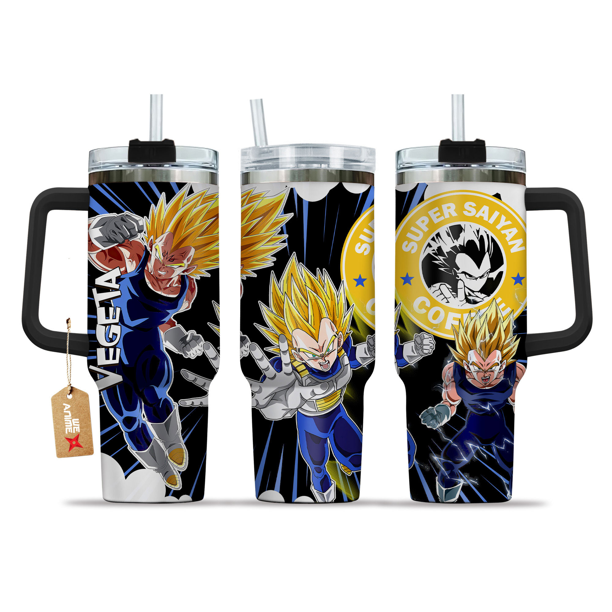 Vegeta Super Saiyan 2 Coffee 40oz Tumbler Cup With Handle