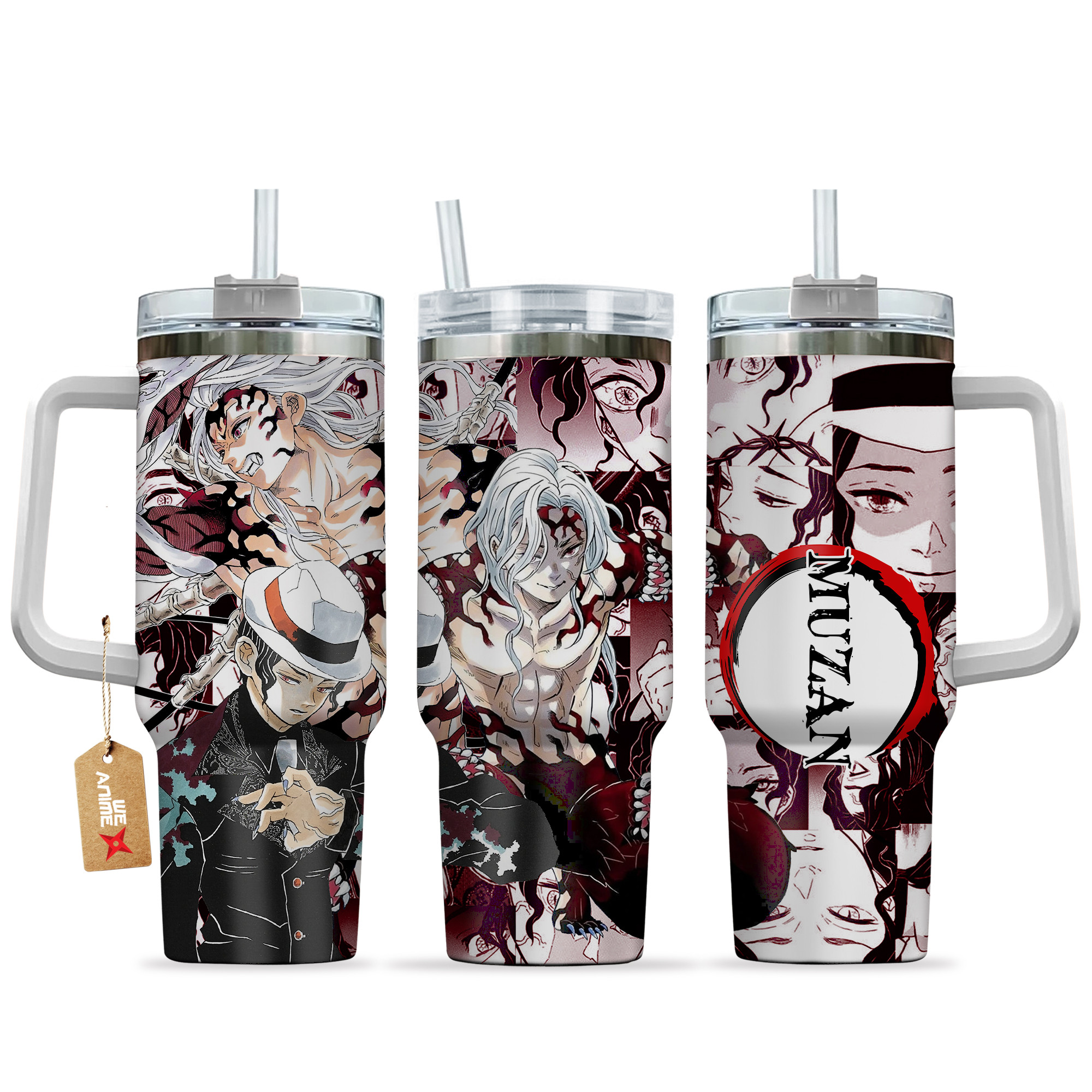 Muzan Kibutsuji 40oz Tumbler Cup With Handle Manga Art