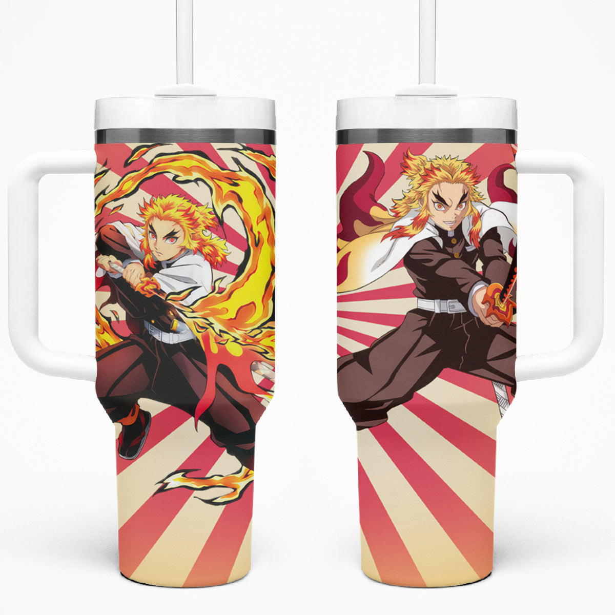Rengoku 40oz Tumbler With Handle Demon Slayer