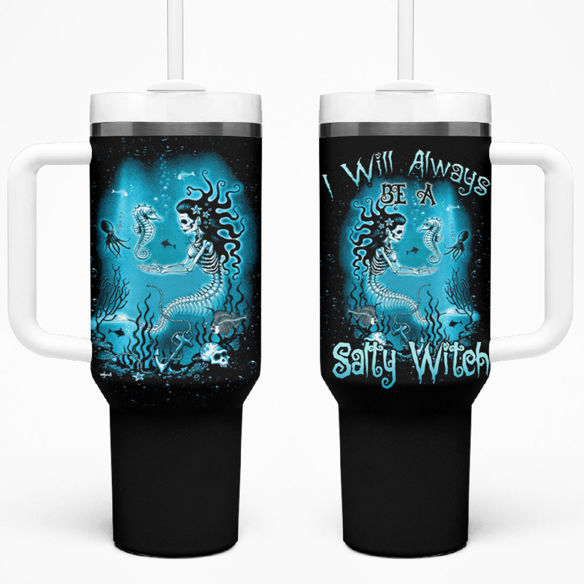 Salty Witch Mermaid Halloween 40oz Tumbler With Handle