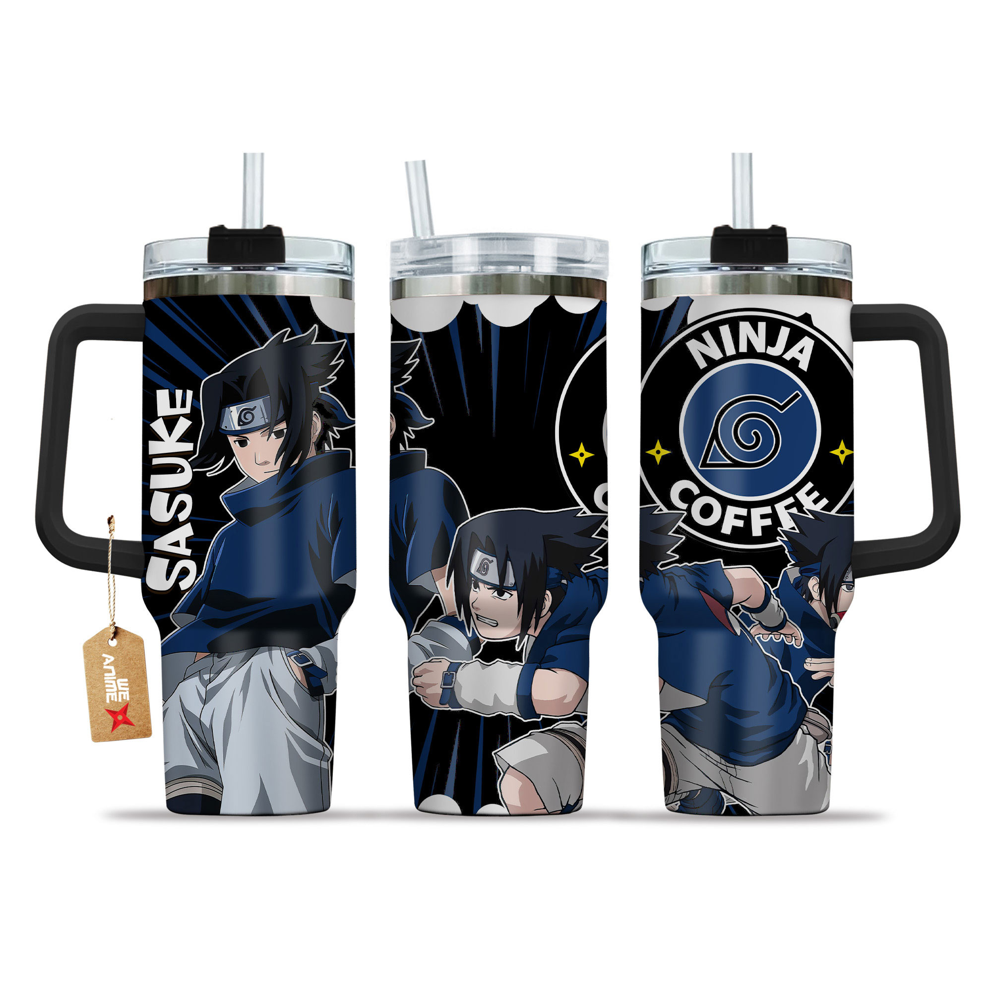 Sasuke Coffee 40oz Tumbler Cup With Handle