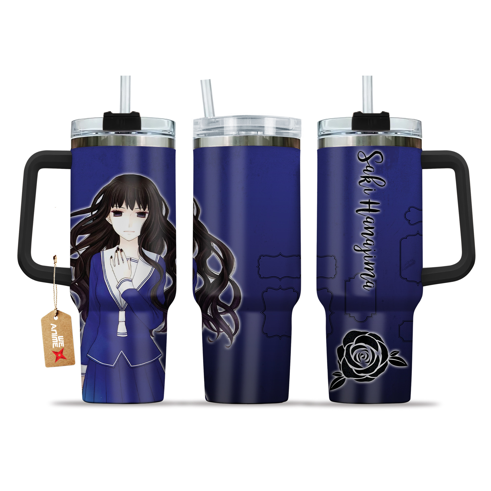 Saki Hanajima 40oz Tumbler Cup With Handle Anime Accessories