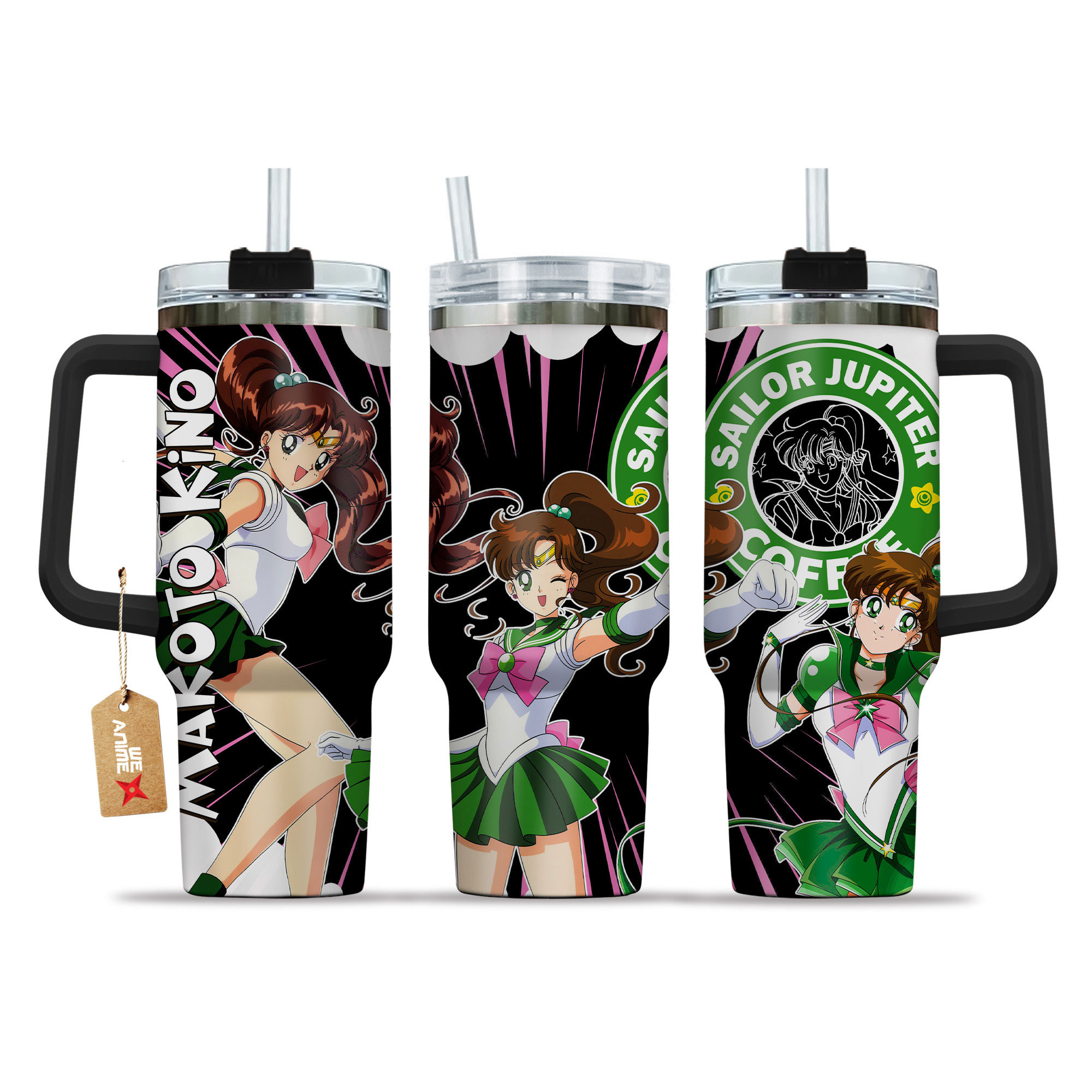 Makoto Kino Coffee 40oz Tumbler Cup With Handle