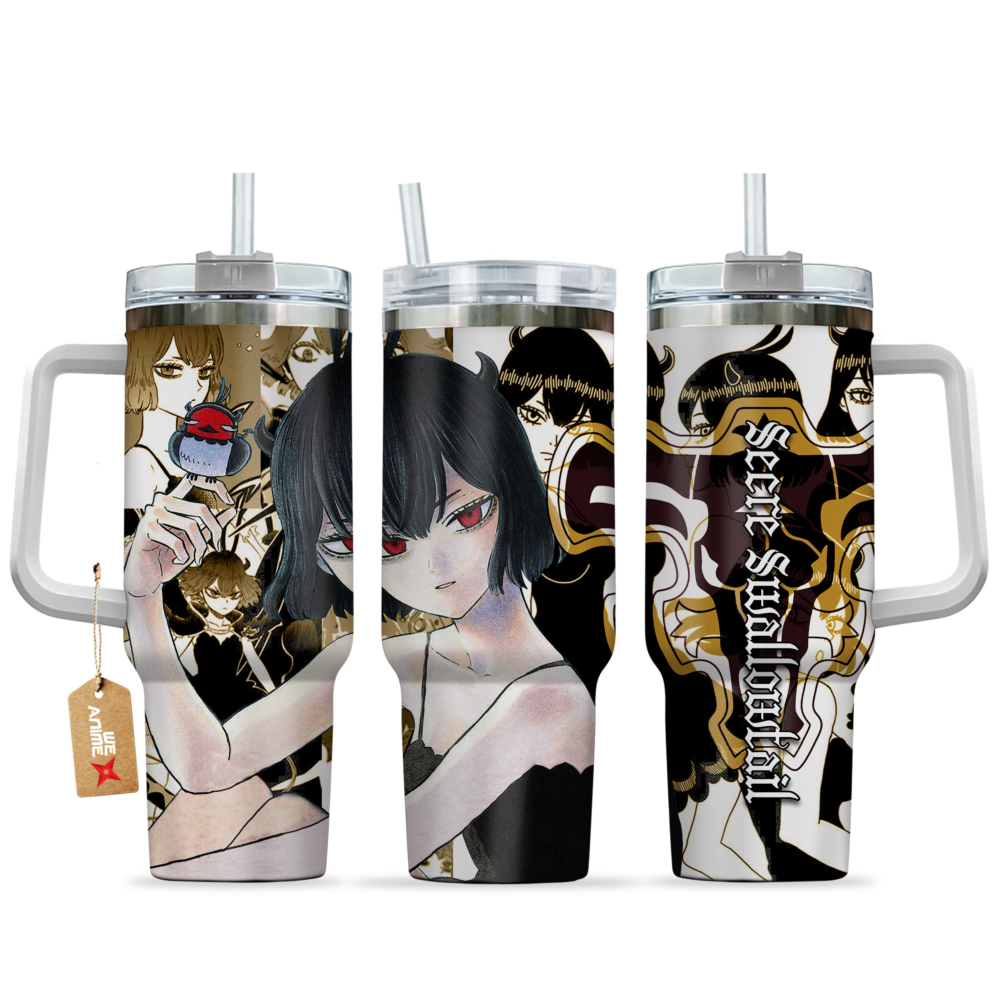 Secre Swallowtail (Nero) 40oz Tumbler Cup With Handle