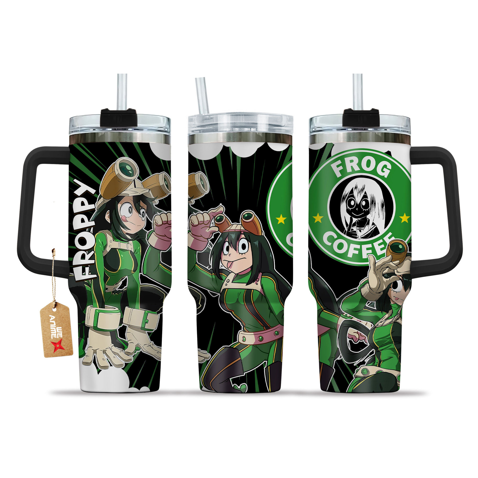 Tsuyu Asui (Froppy) Coffee 40oz Tumbler Cup With Handle