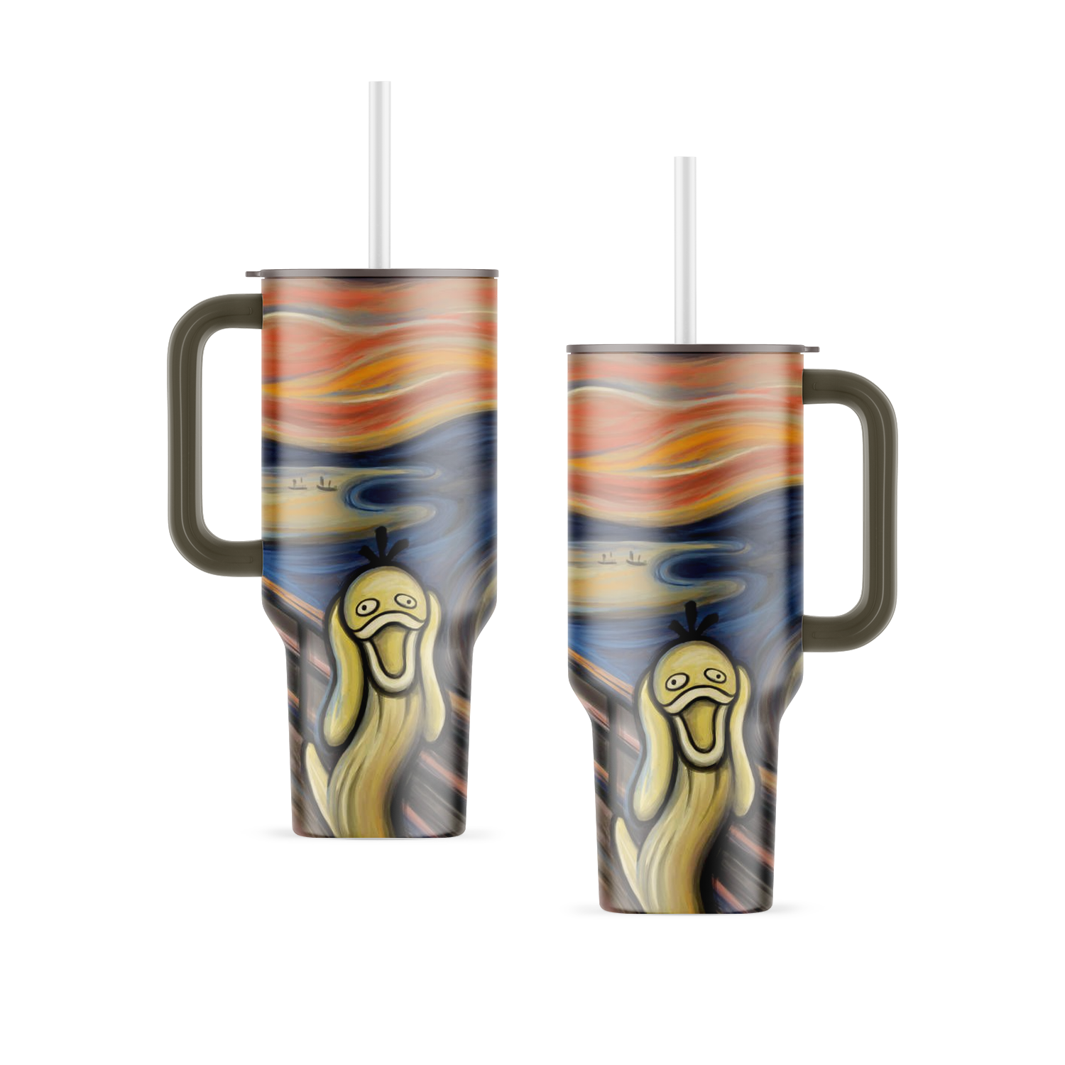 The Screaming Psyduck Pokemon Coffee 40oz Tumbler With Handle | Exclusive Design