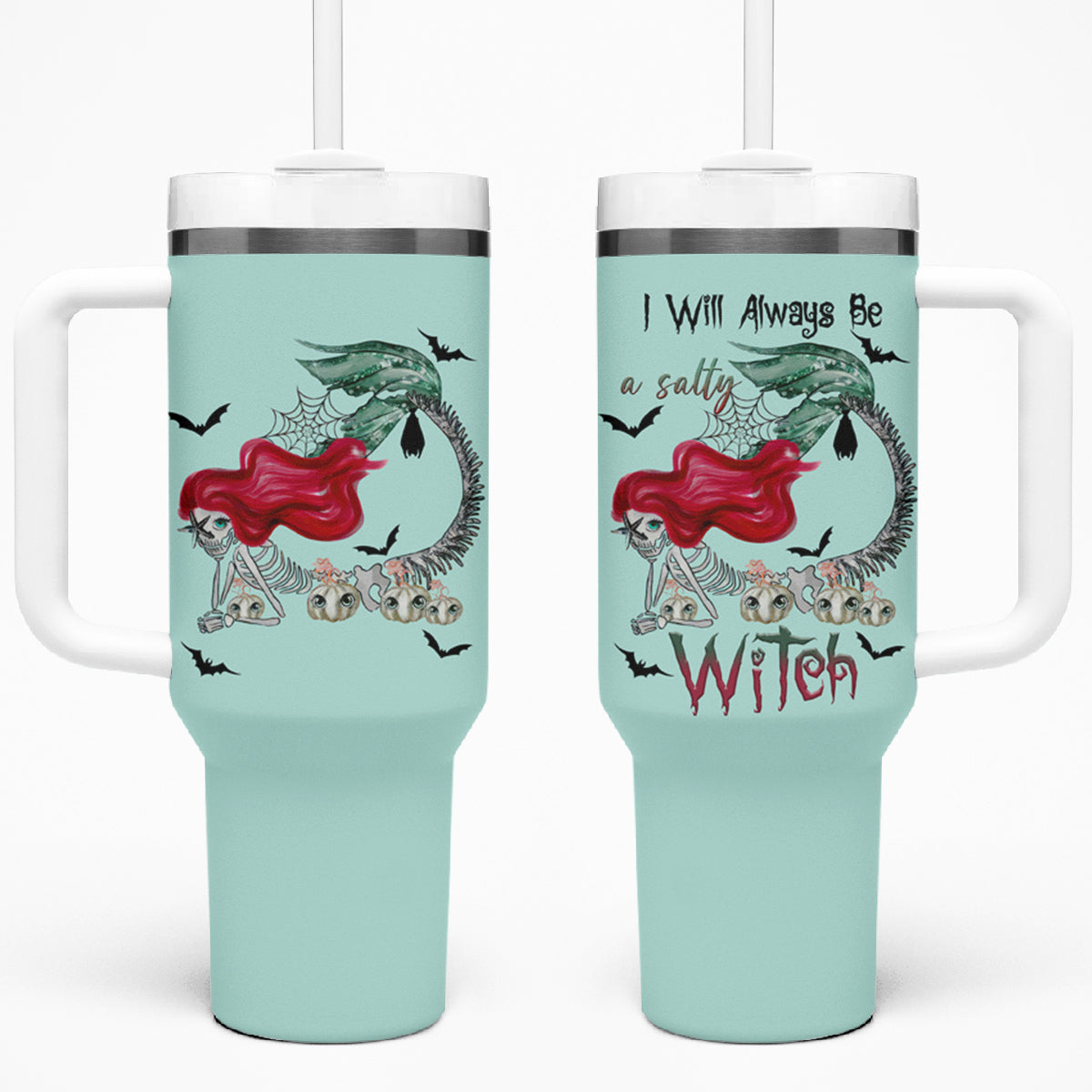 Salty Witch Mermaid Halloween 40oz Tumbler With Handle