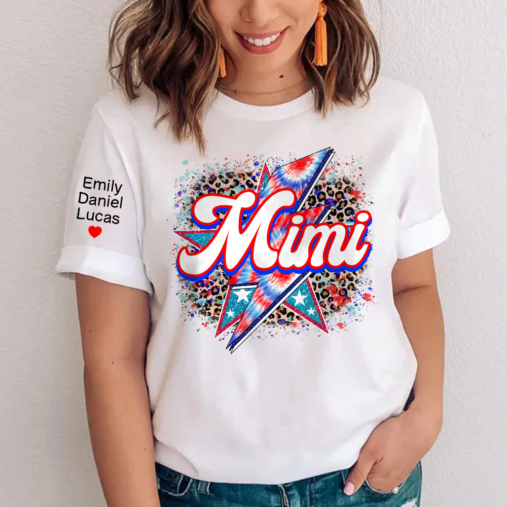 Mimi 4th Of July, Custom Mimi And Kids, Gift For Grandma TH T-Shirt