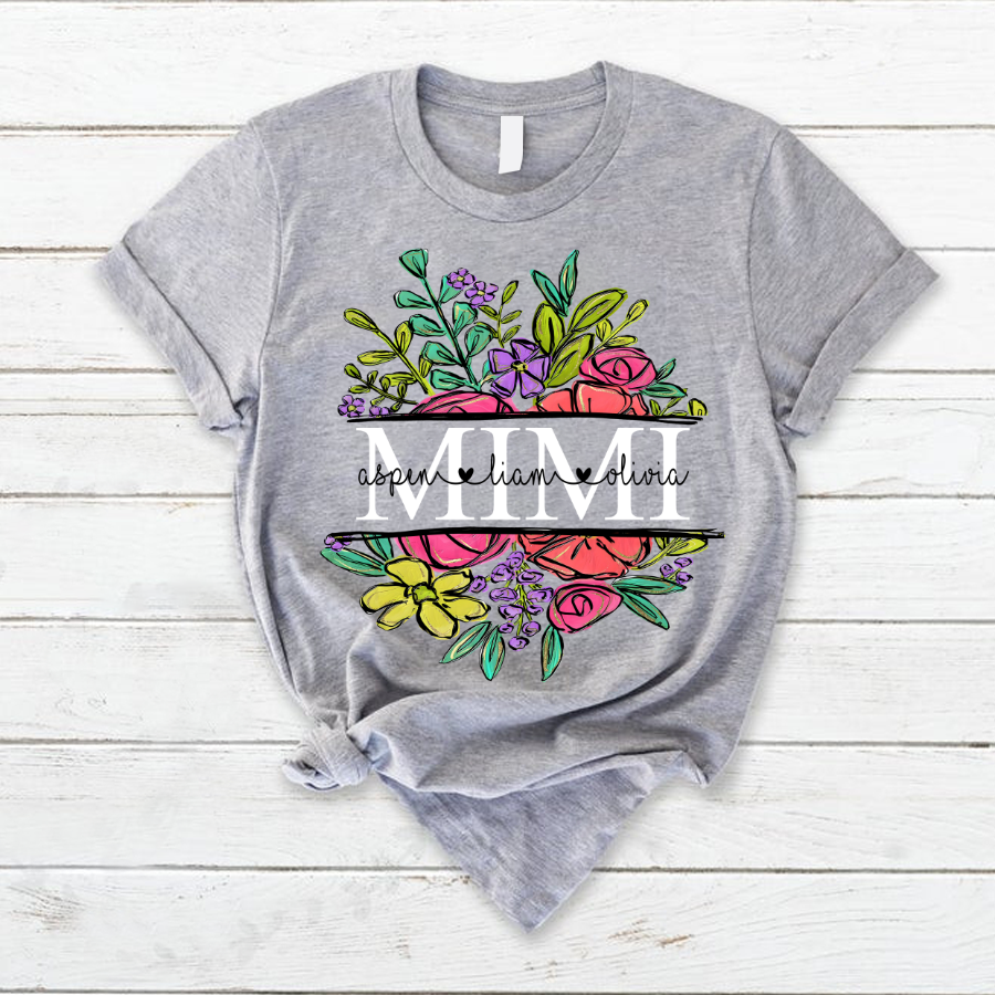 Mimi flower art with grandkids T-Shirt