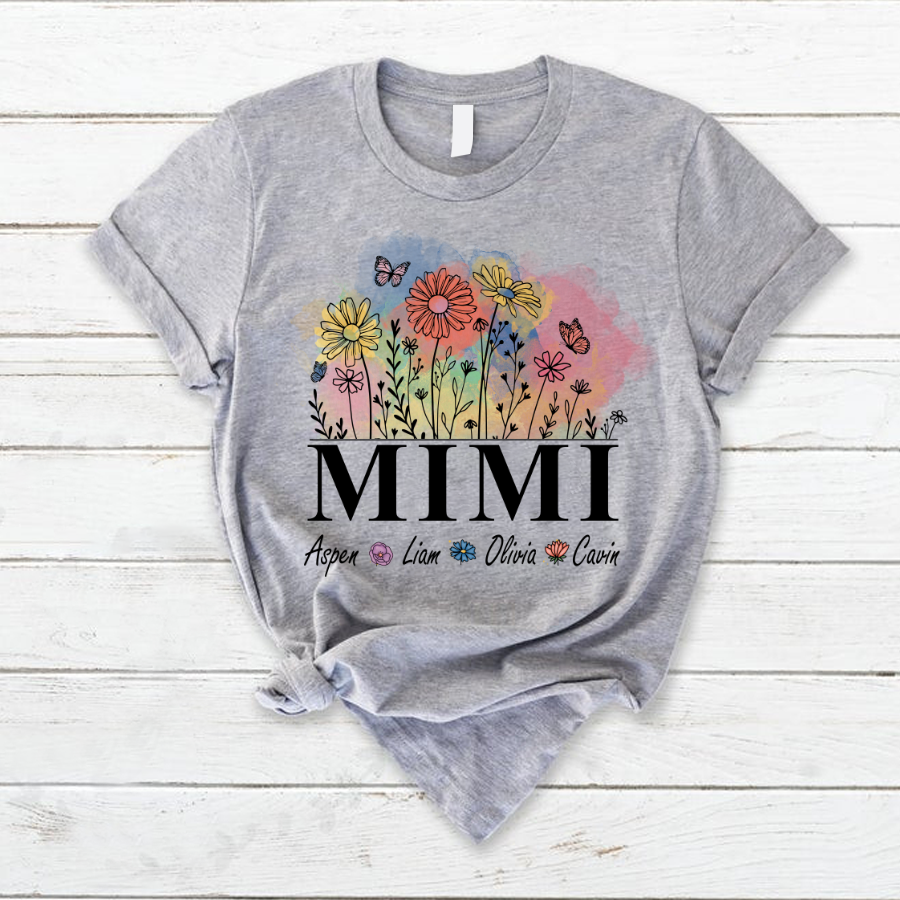 Mimi Watercolor wild flower border T-Shirt