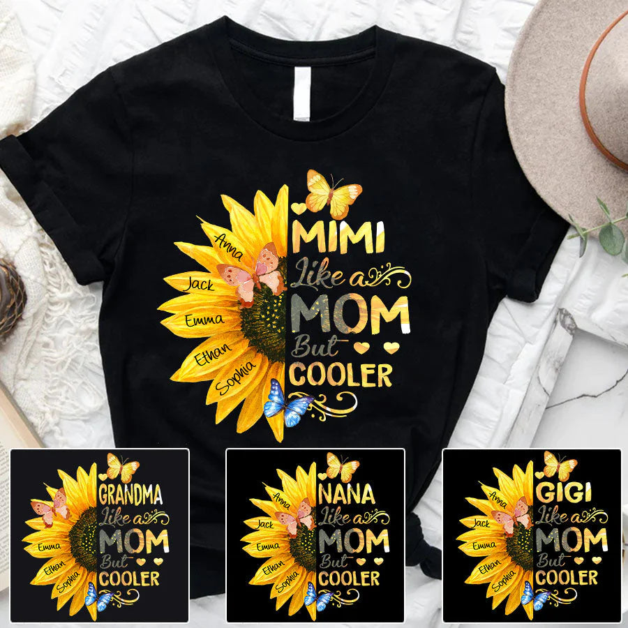 Mimi Like A Mom But Cooler And Grandkids Sunflower T-Shirt