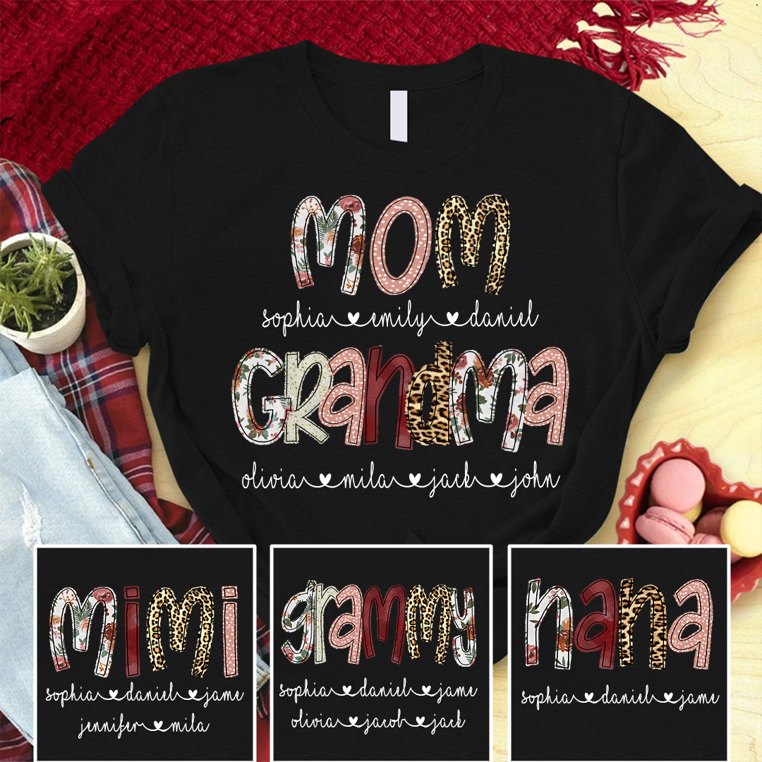 Mom Grandma and Grandkids Custom CTH01 T-Shirt